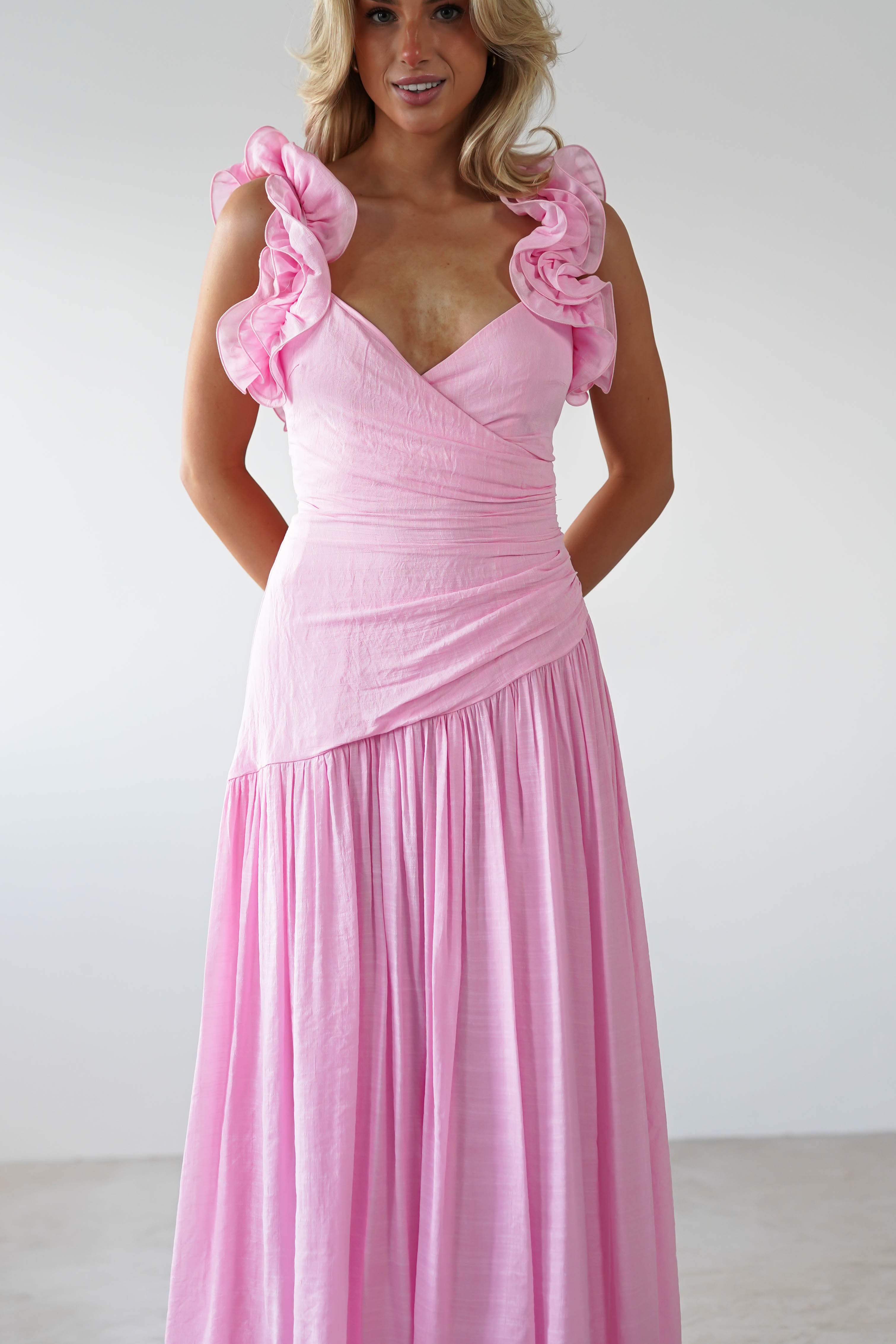 Lara Ruffle Detail Midaxi | Pink | Oh Hello Clothing | XS (6)