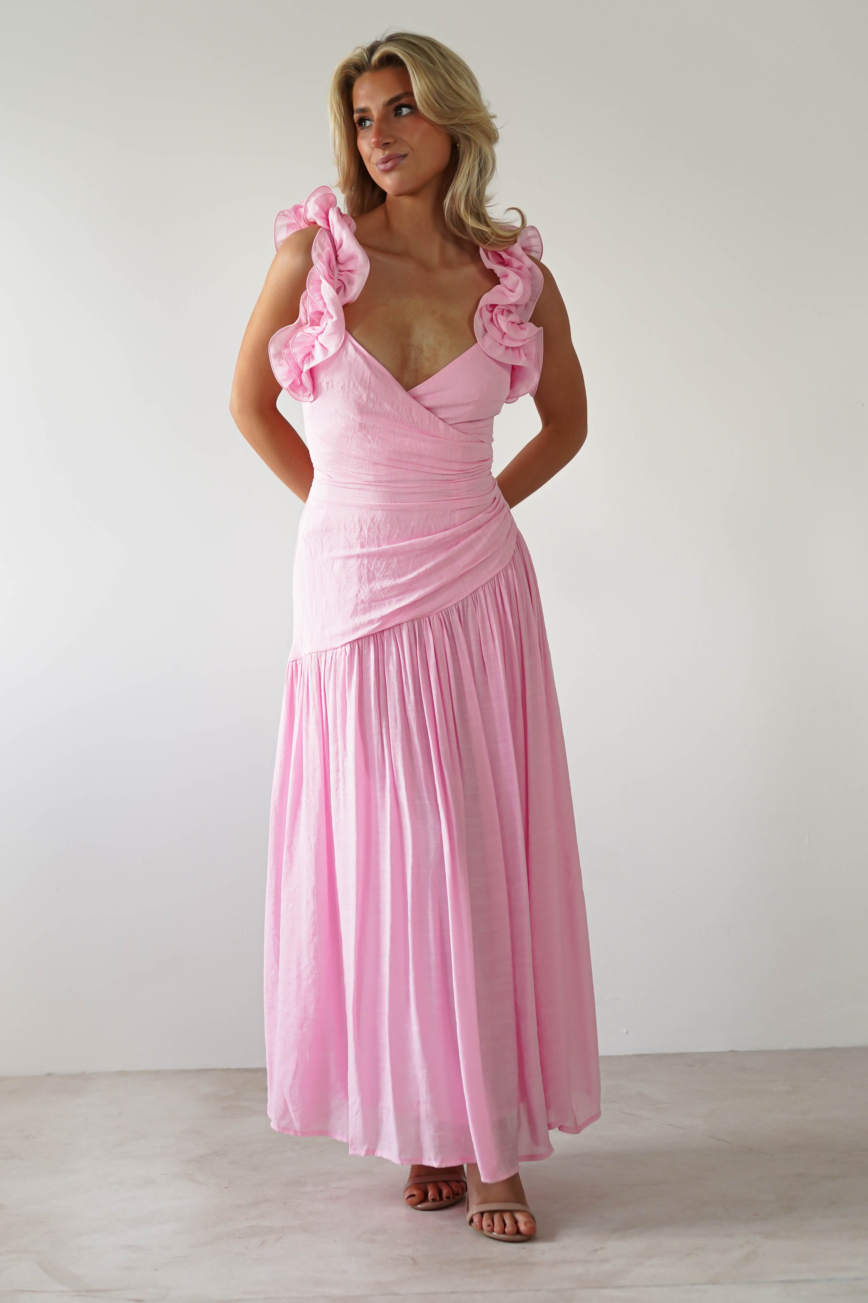 Lara Ruffle Detail Midaxi | Pink | Oh Hello Clothing | XS (6)