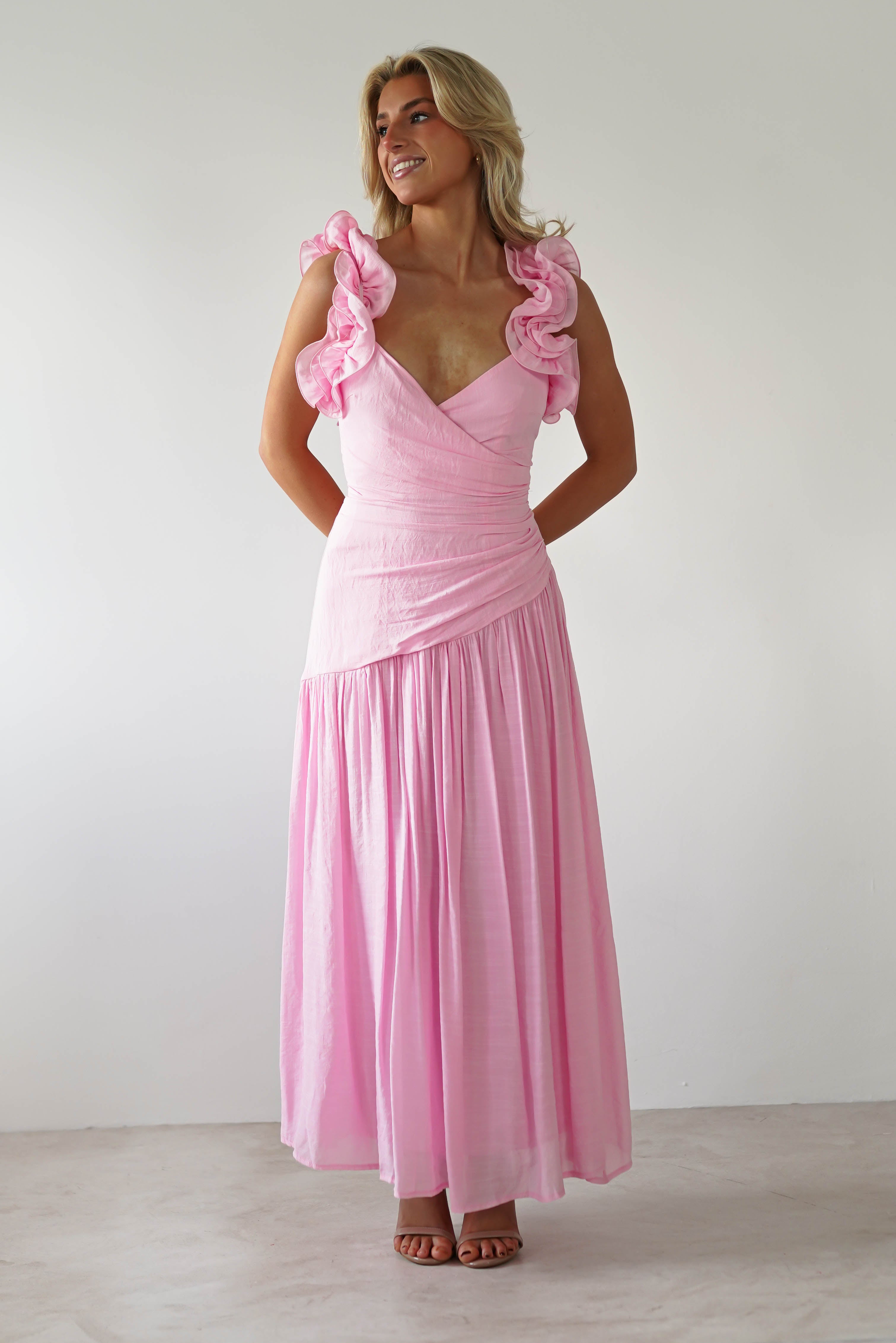 Lara Ruffle Detail Midaxi | Pink | Oh Hello Clothing | XS (6)