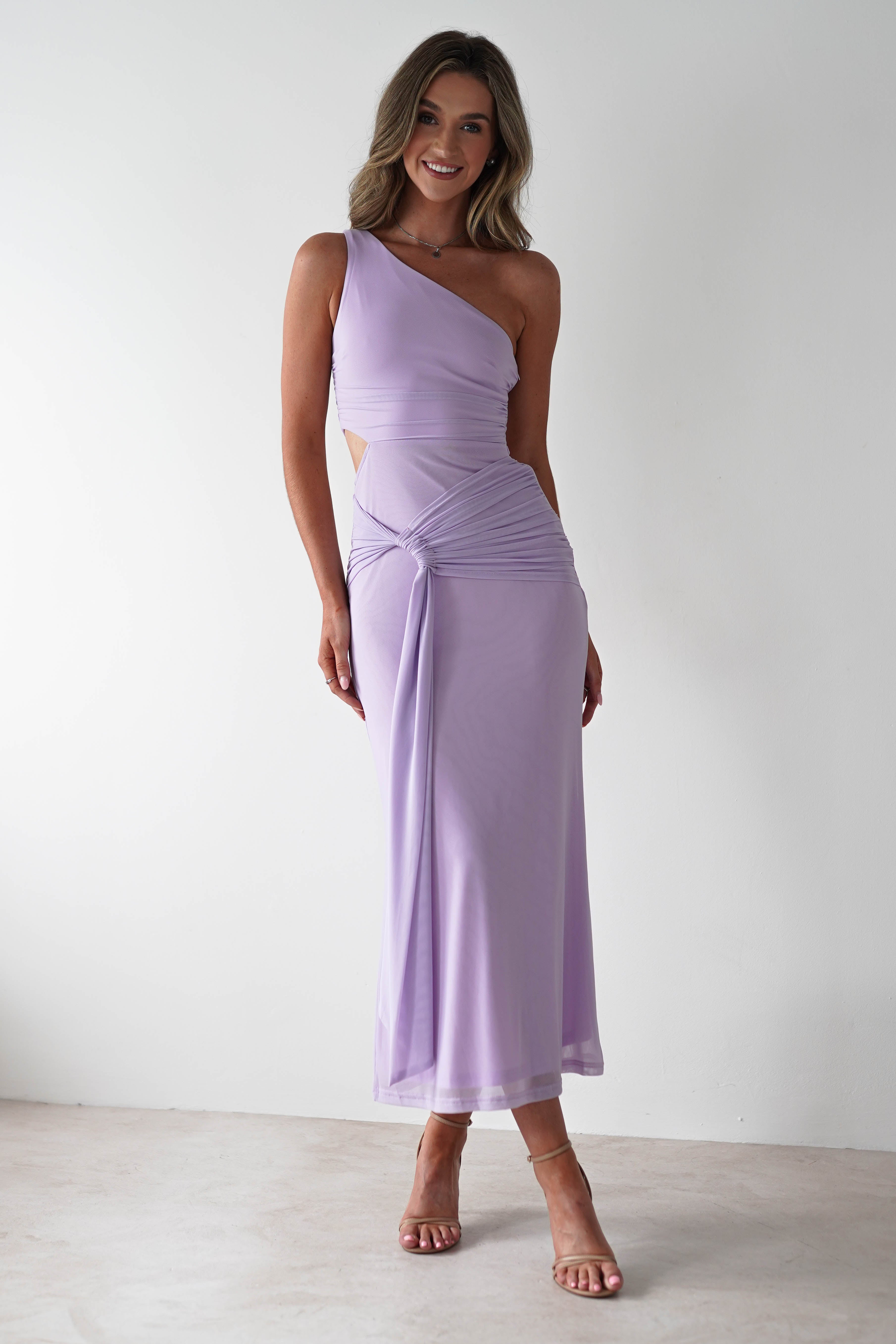 Georgia Mesh Midaxi Dress | Lilac | Oh Hello Clothing | XS (6)