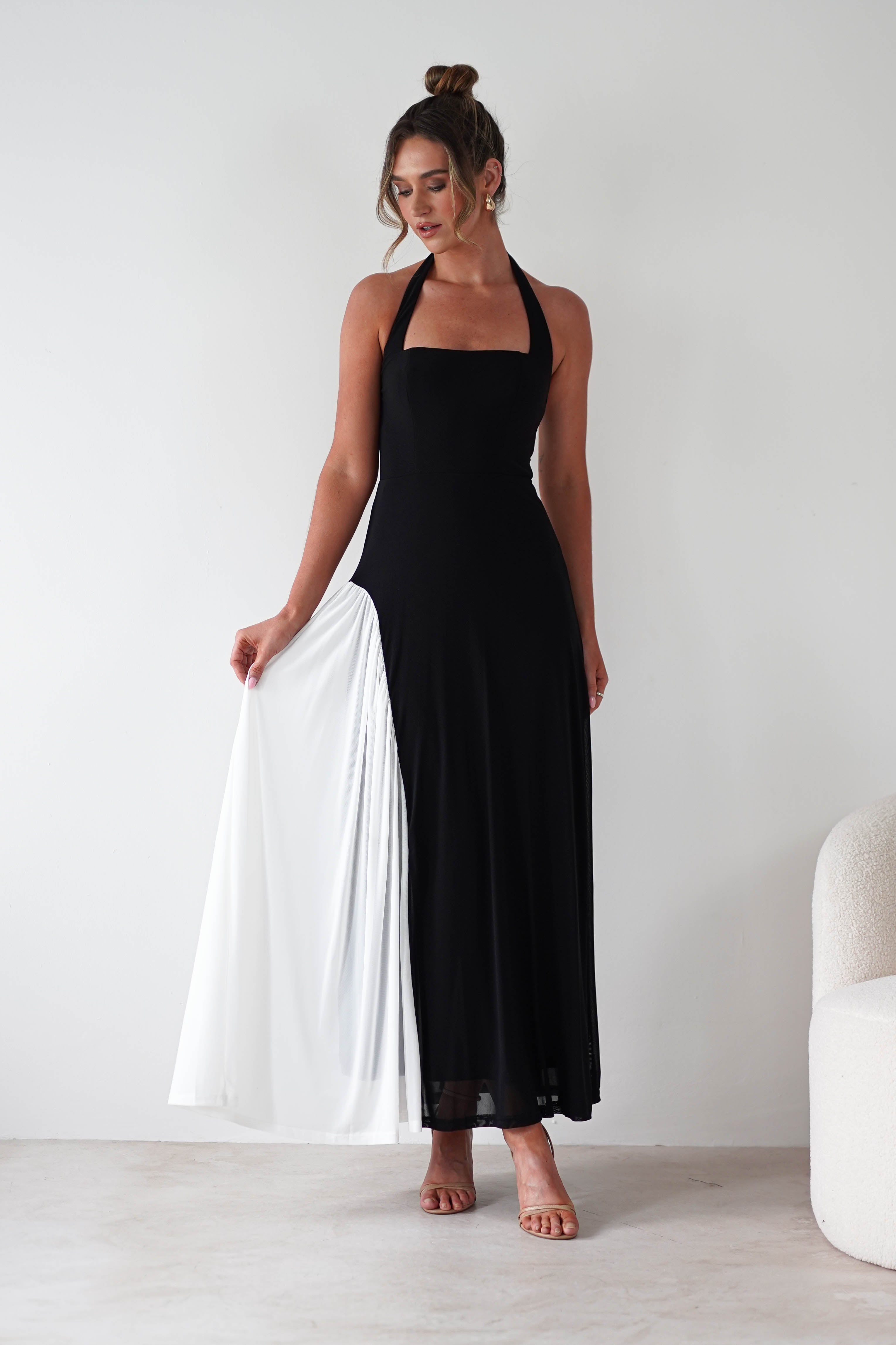 Unika Halterneck Maxi Dress | Black/White | Oh Hello Clothing | XS (6)