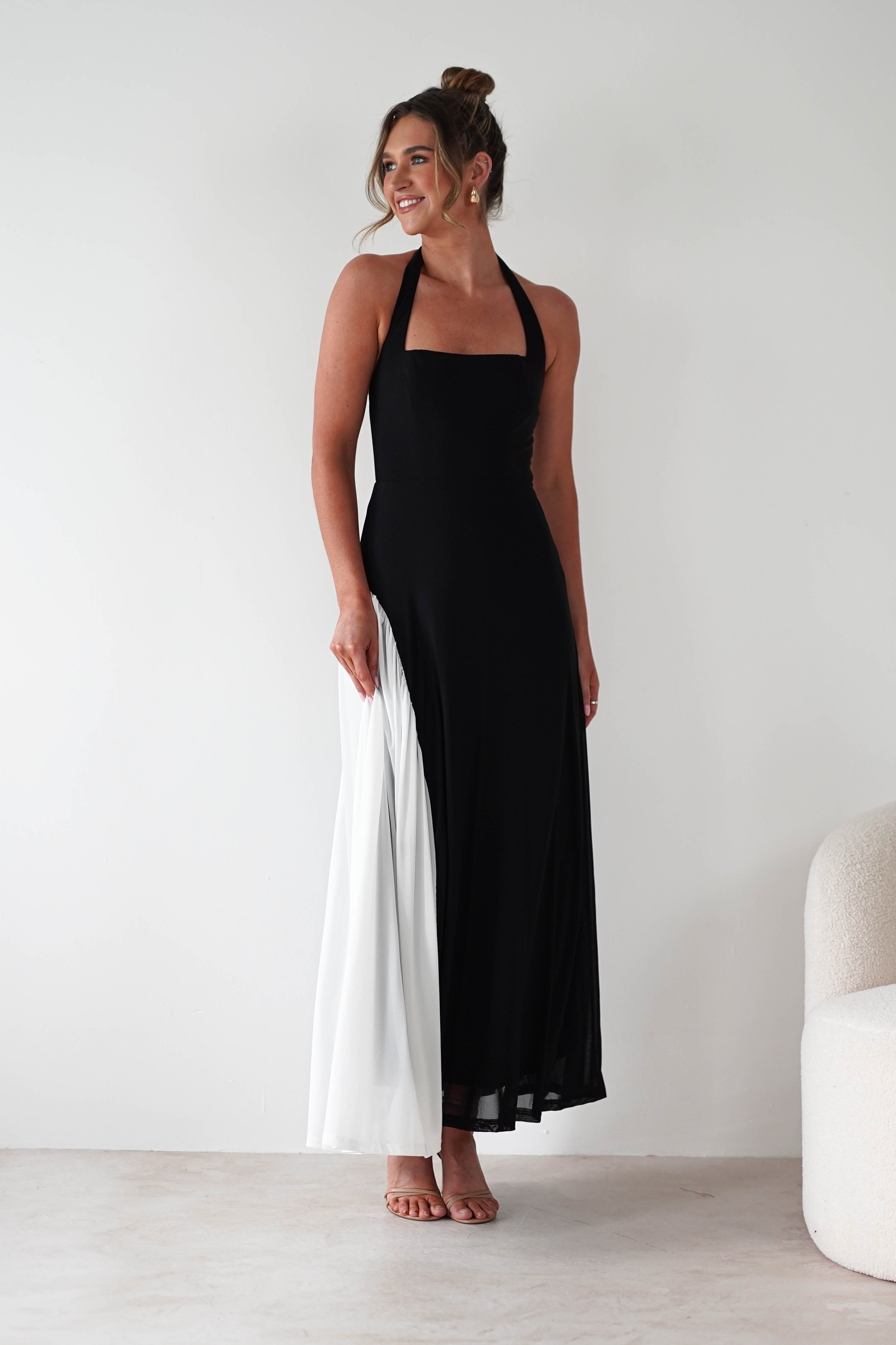 Unika Halterneck Maxi Dress | Black/White | Oh Hello Clothing | XS (6)
