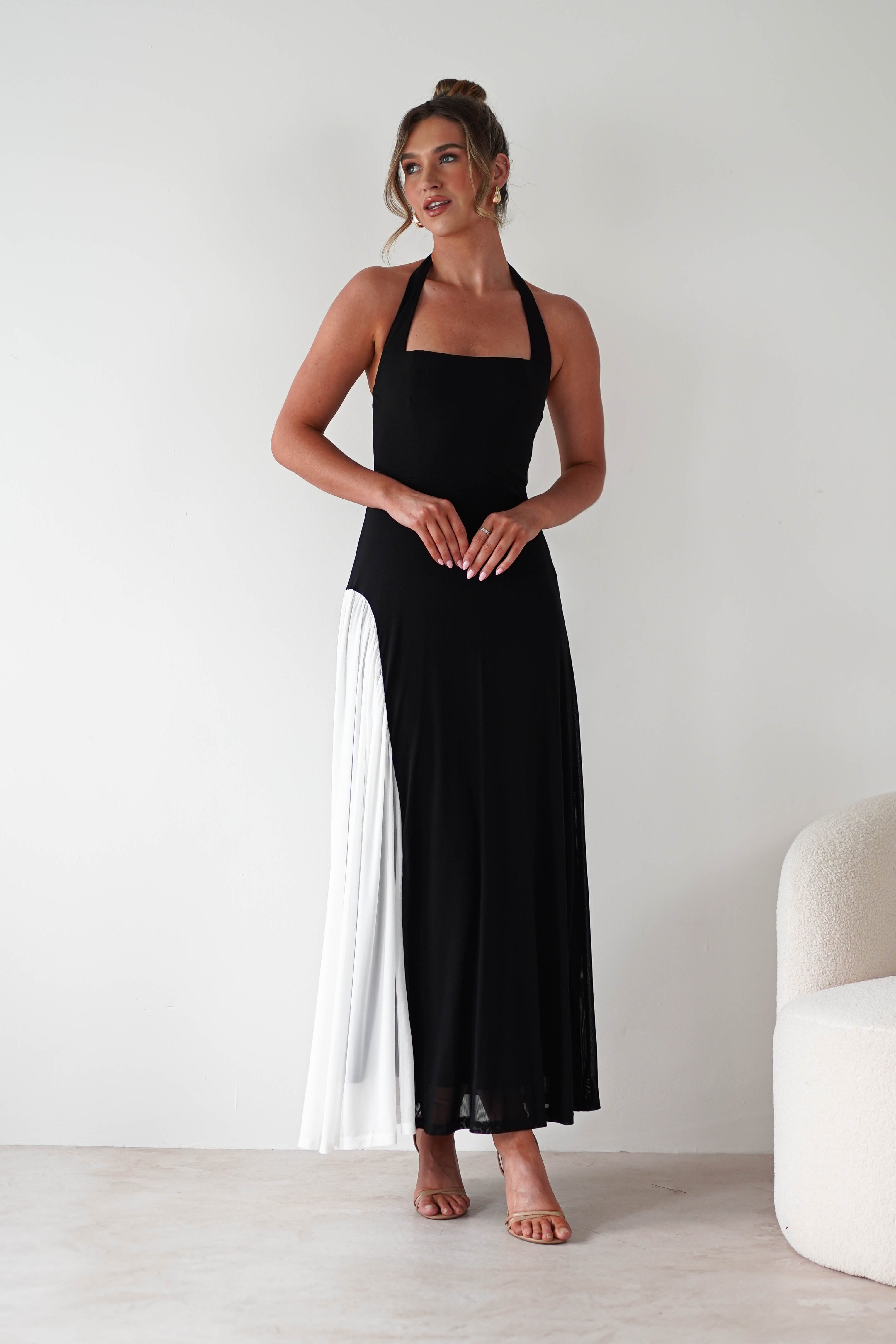 Unika Halterneck Maxi Dress | Black/White | Oh Hello Clothing | XS (6)