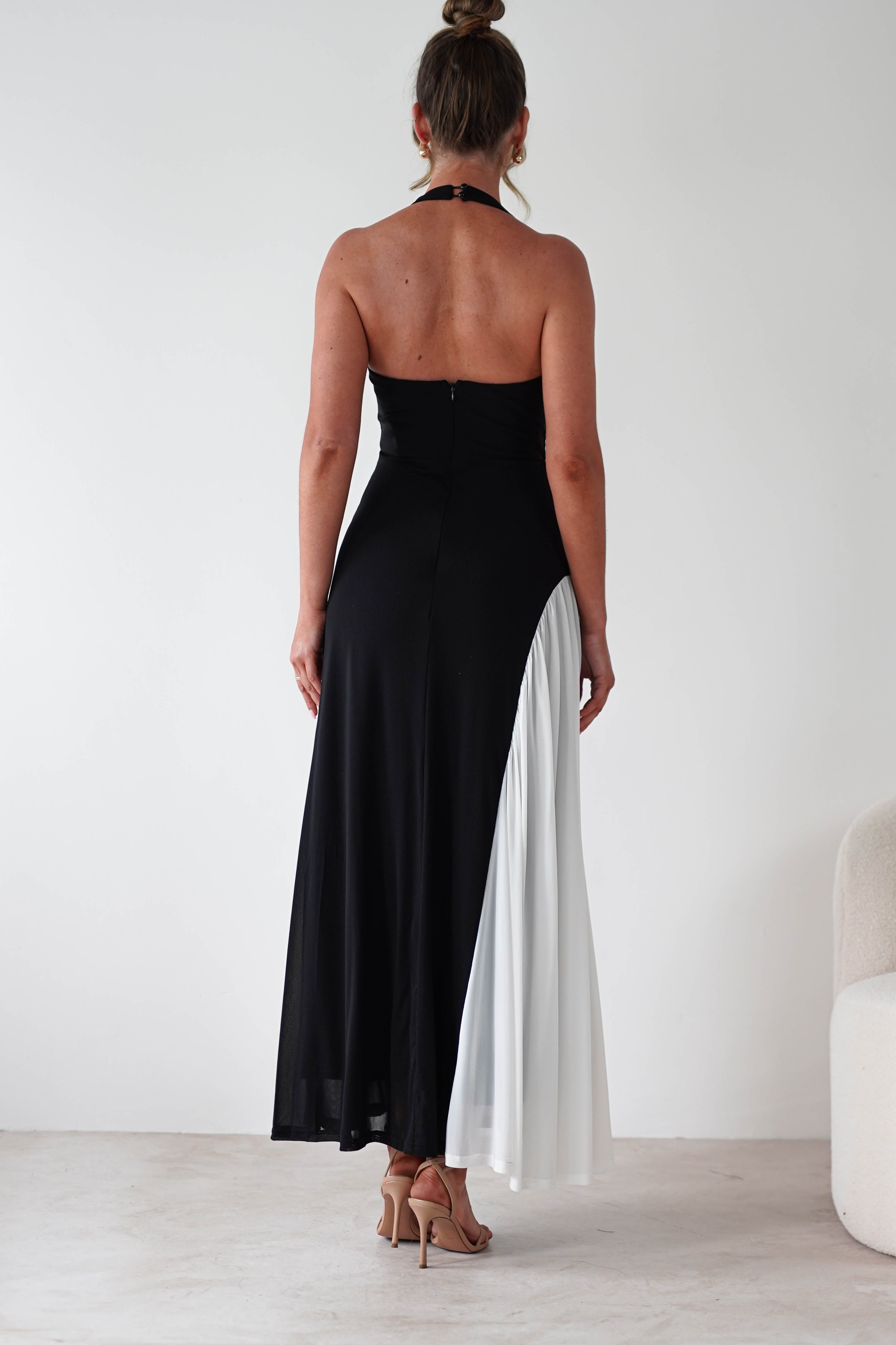 Unika Halterneck Maxi Dress | Black/White | Oh Hello Clothing | XS (6)