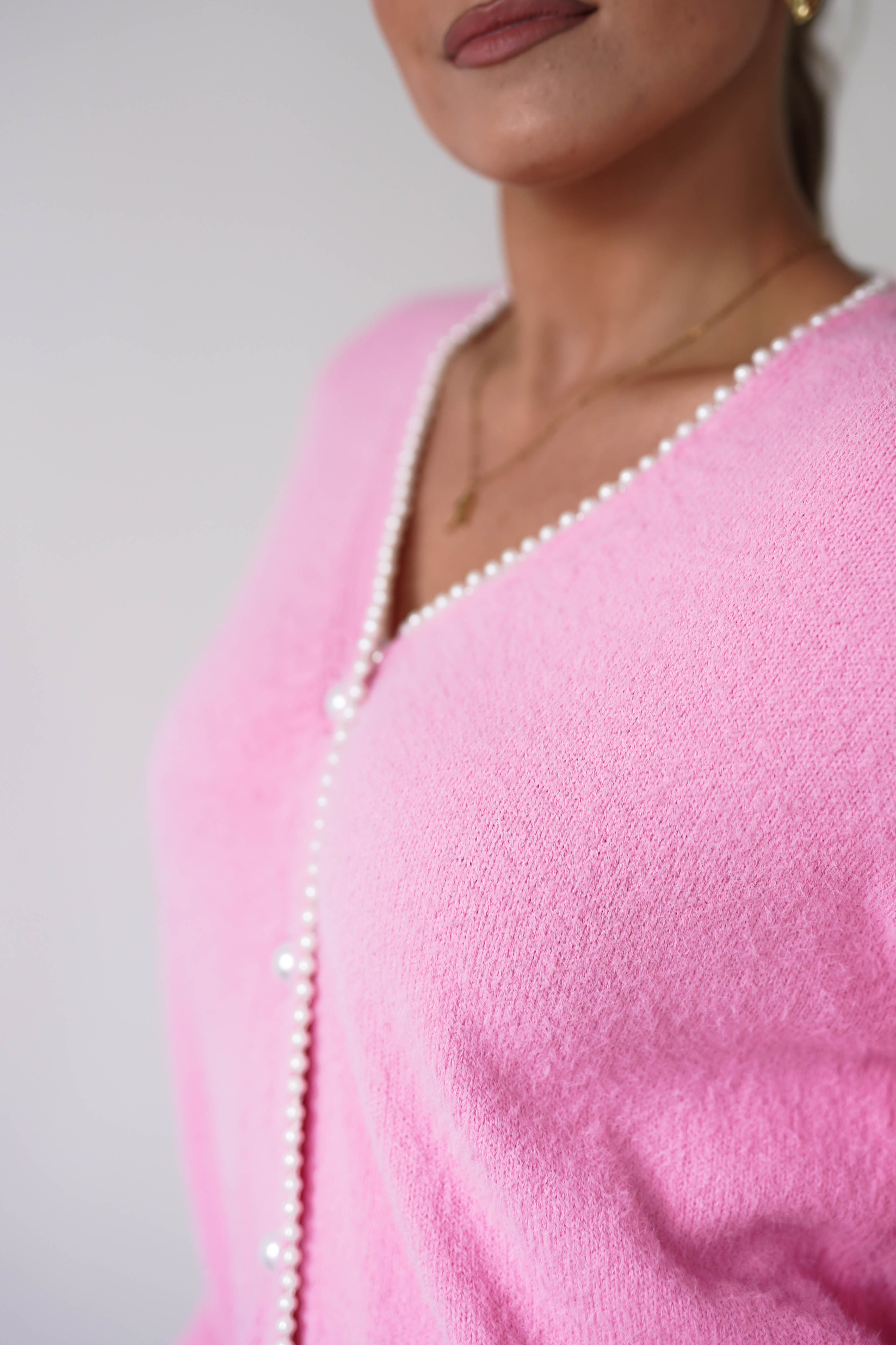 Oh Hello Clothing Women > Clothing > Knitwear ONE SIZE (6/12) 1*DONE- KILKY- PINK PEARL CARDIGAN- BP211