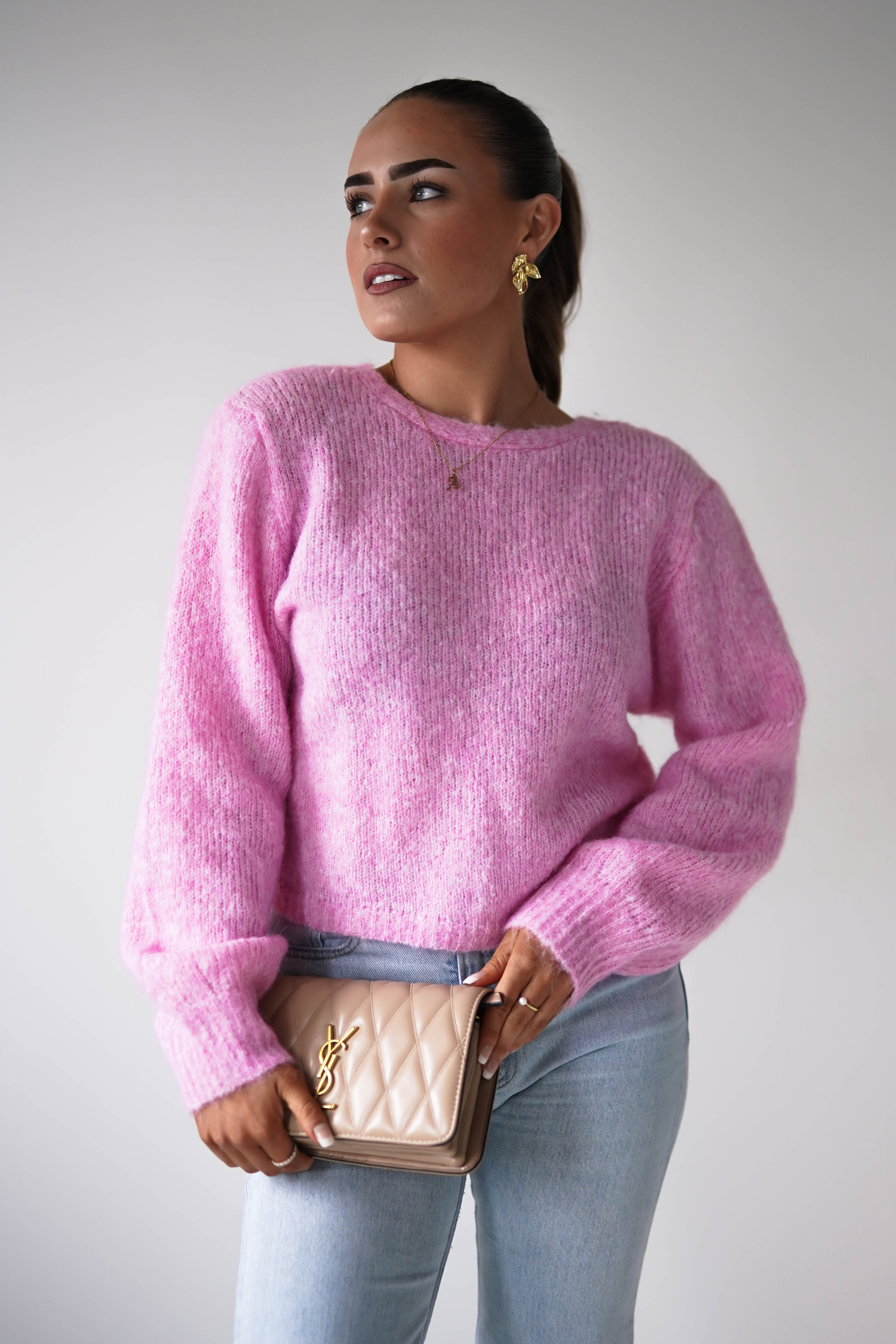 Oh Hello Clothing Women > Clothing > Knitwear ONE SIZE (6/12) 1*DONE- KILKY-Two-Way Twist Knit Jumper – Pink-yp1879