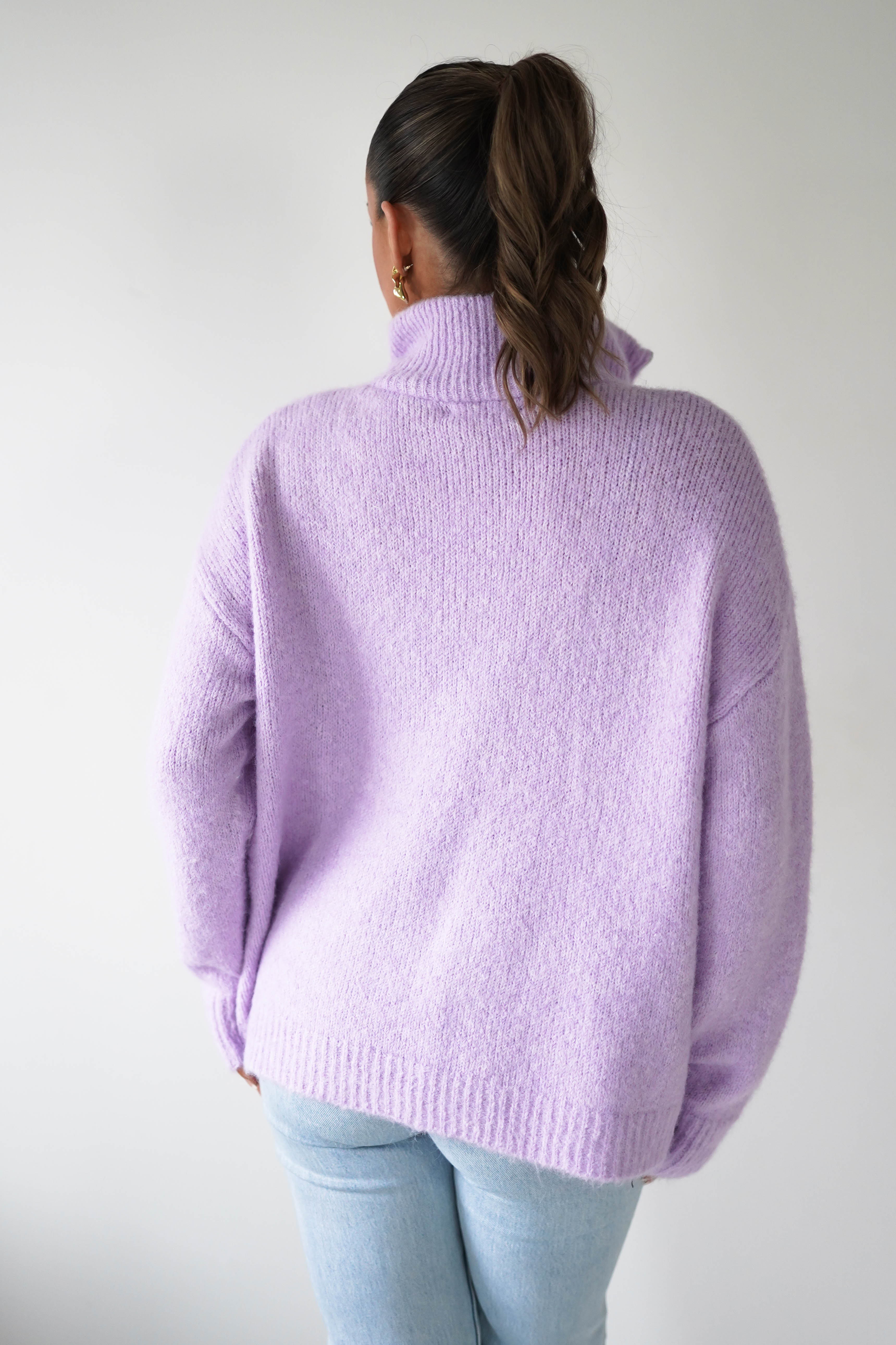 Oh Hello Clothing Women > Clothing > Knitwear ONE SIZE (6/12) 1*DONE- KILKY-Zip Neck Knit Jumper – Lilac-yp1277