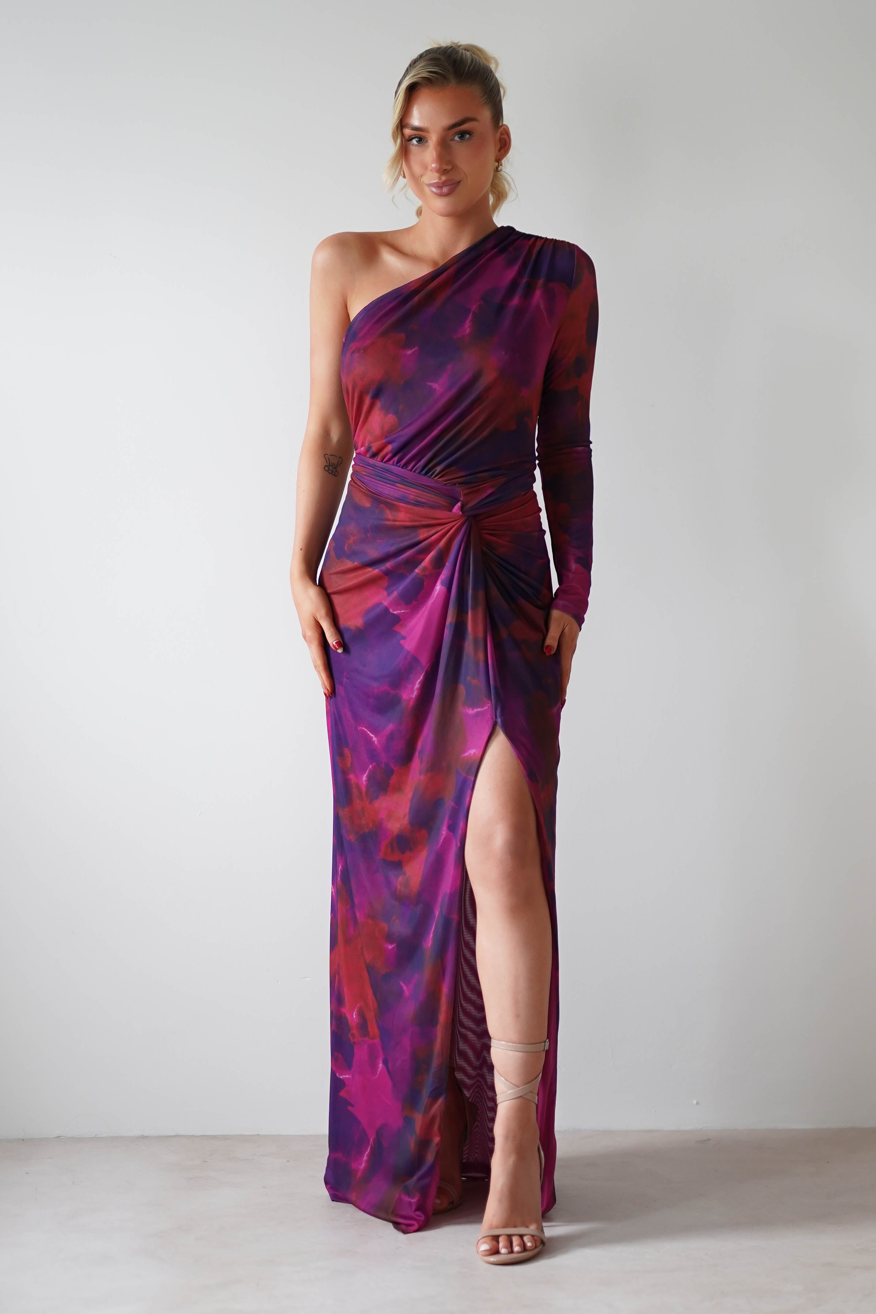 Criselda Bodycon Gathered Maxi Dress | Mixed Print | Oh Hello Clothing | S (8)