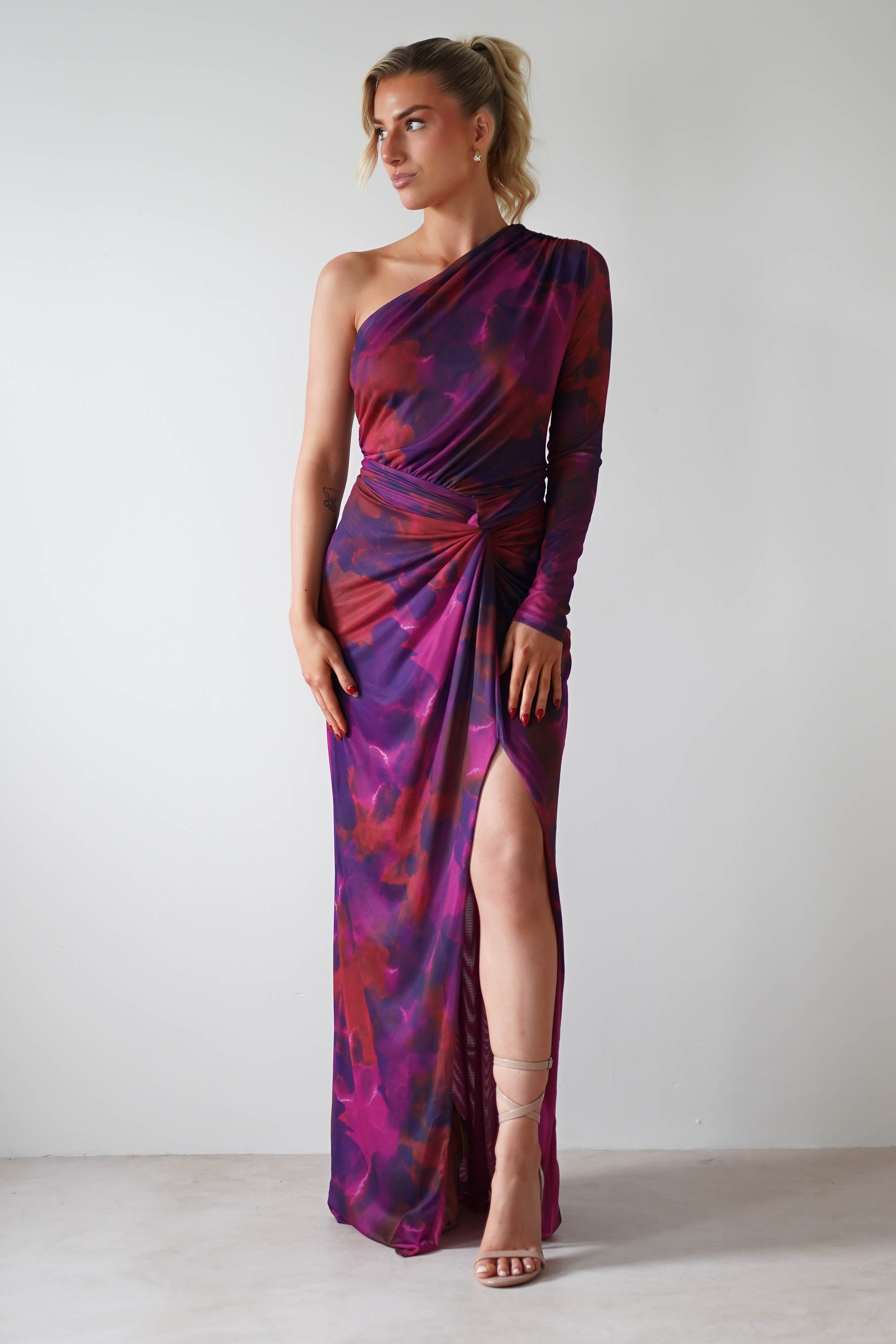 Criselda Bodycon Gathered Maxi Dress | Mixed Print | Oh Hello Clothing | S (8)