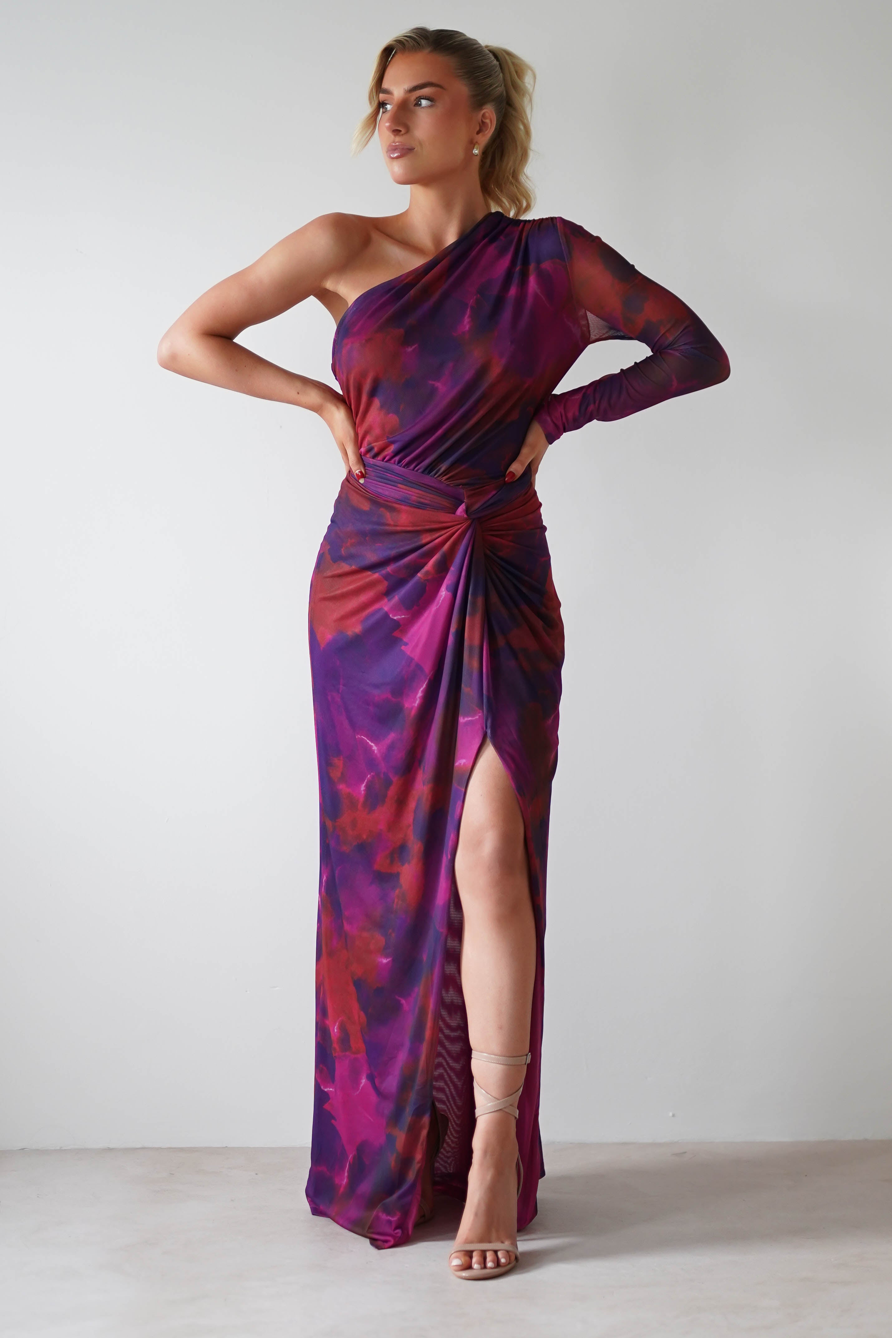 Criselda Bodycon Gathered Maxi Dress | Mixed Print | Oh Hello Clothing | S (8)