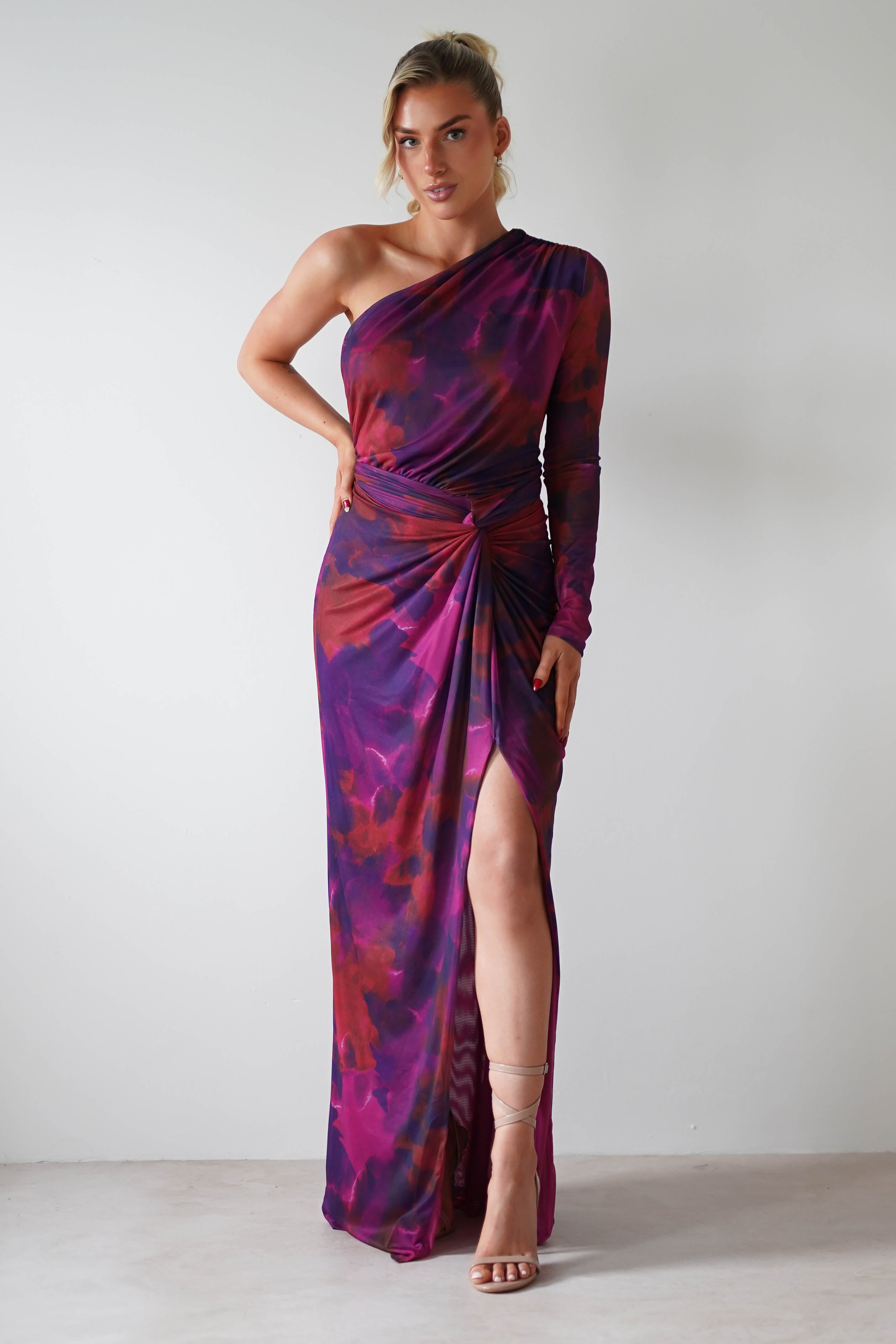 Criselda Bodycon Gathered Maxi Dress | Mixed Print | Oh Hello Clothing | S (8)