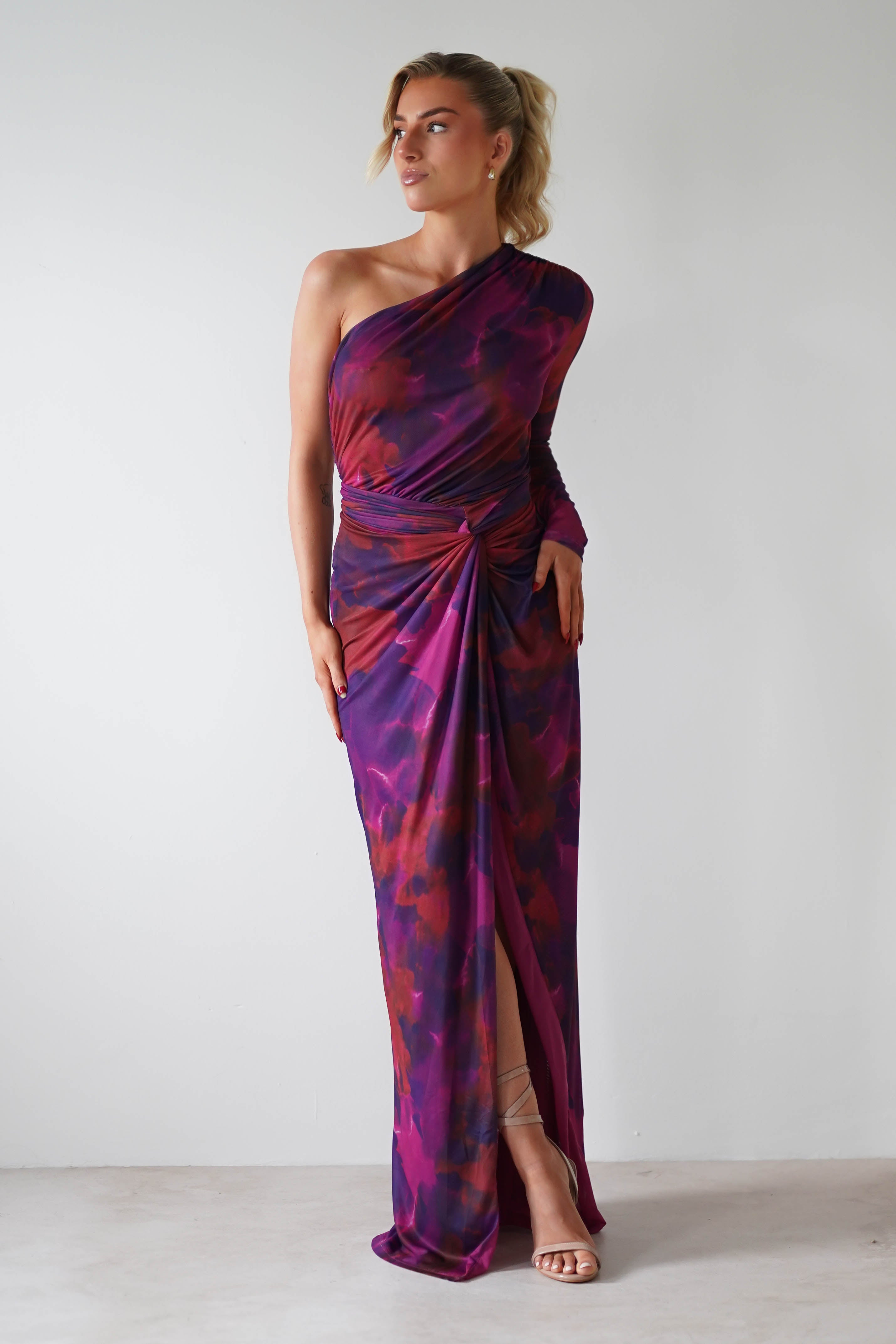 Criselda Bodycon Gathered Maxi Dress | Mixed Print | Oh Hello Clothing | S (8)