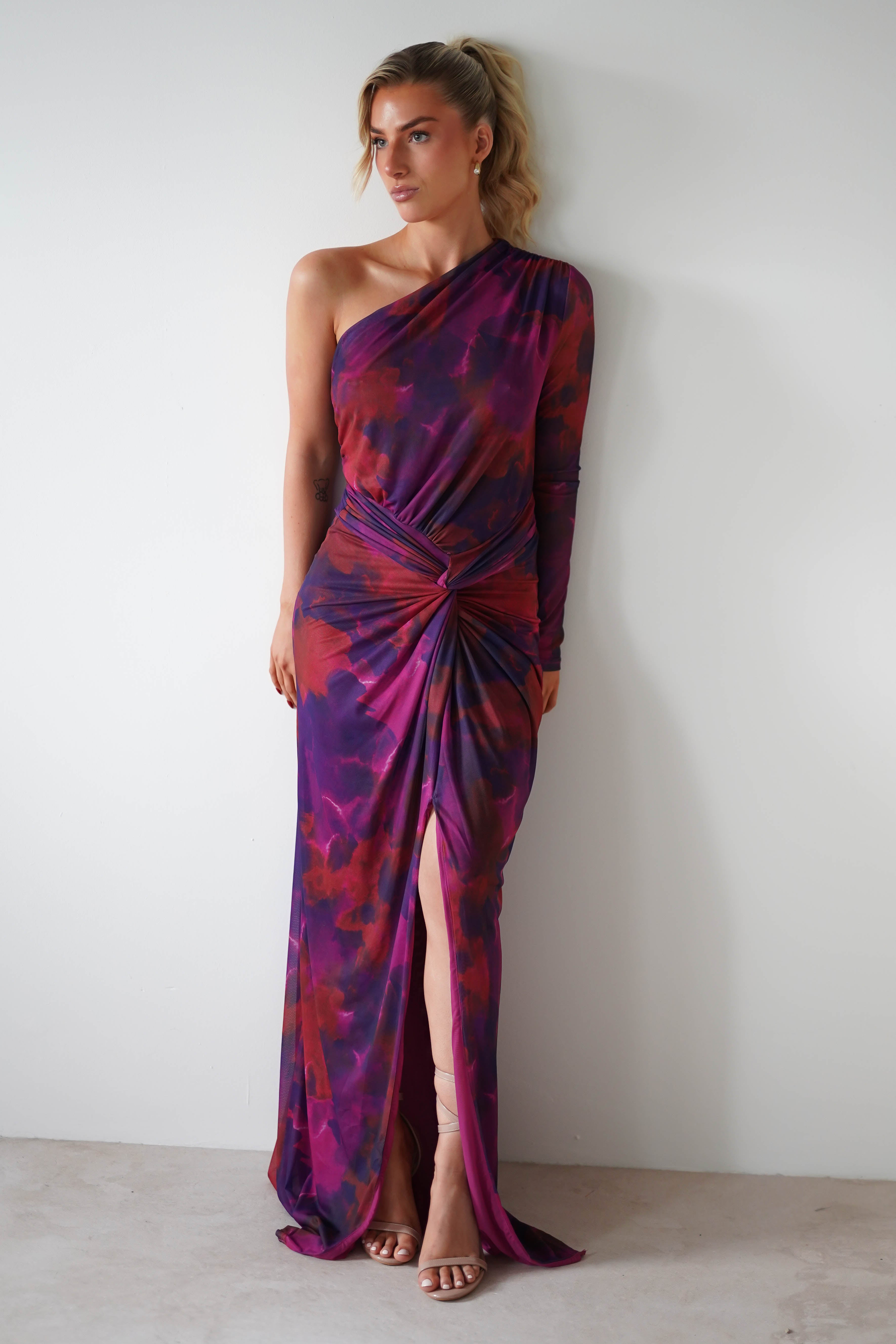 Criselda Bodycon Gathered Maxi Dress | Mixed Print | Oh Hello Clothing | S (8)