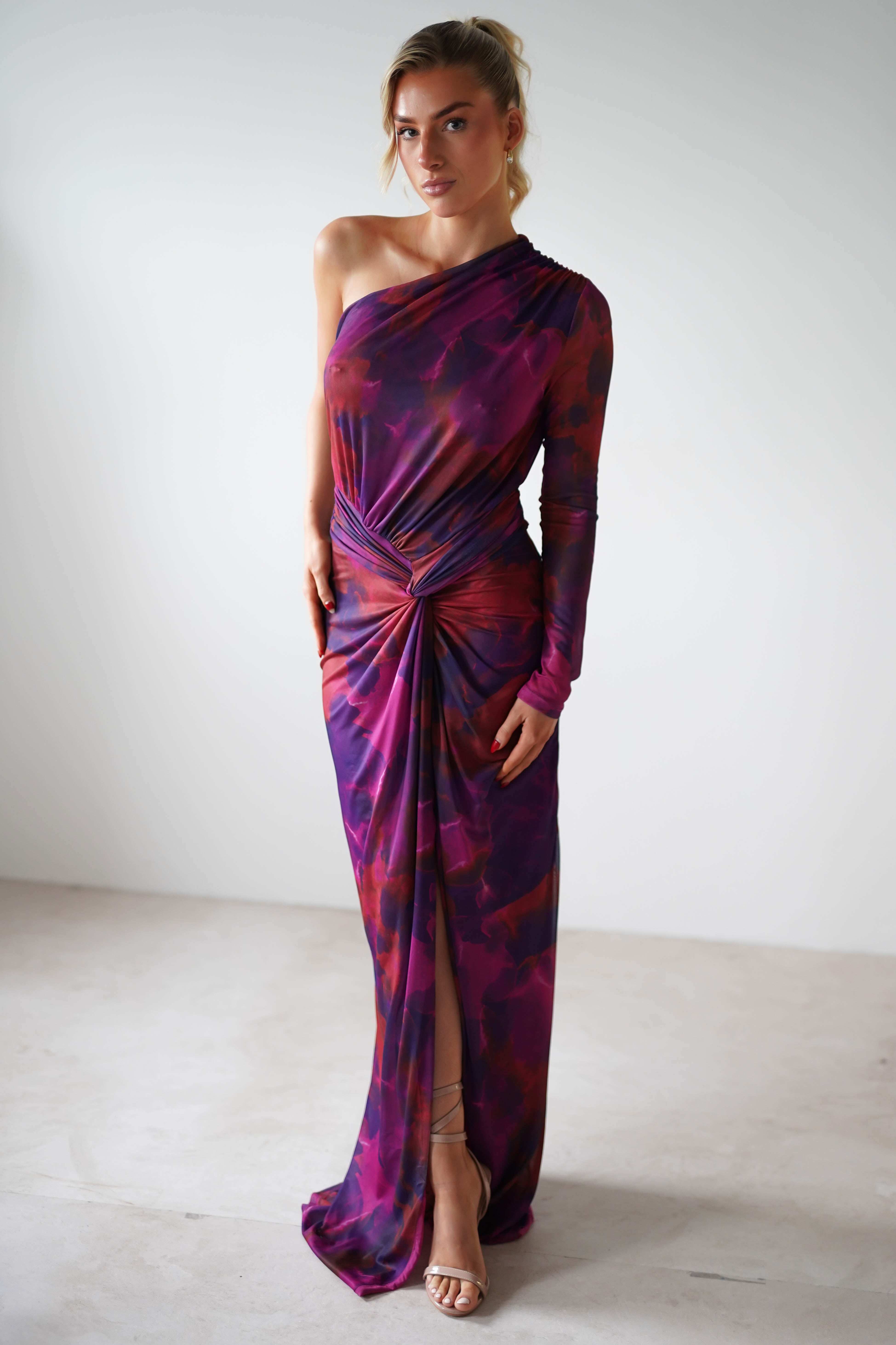 Criselda Bodycon Gathered Maxi Dress | Mixed Print | Oh Hello Clothing | S (8)