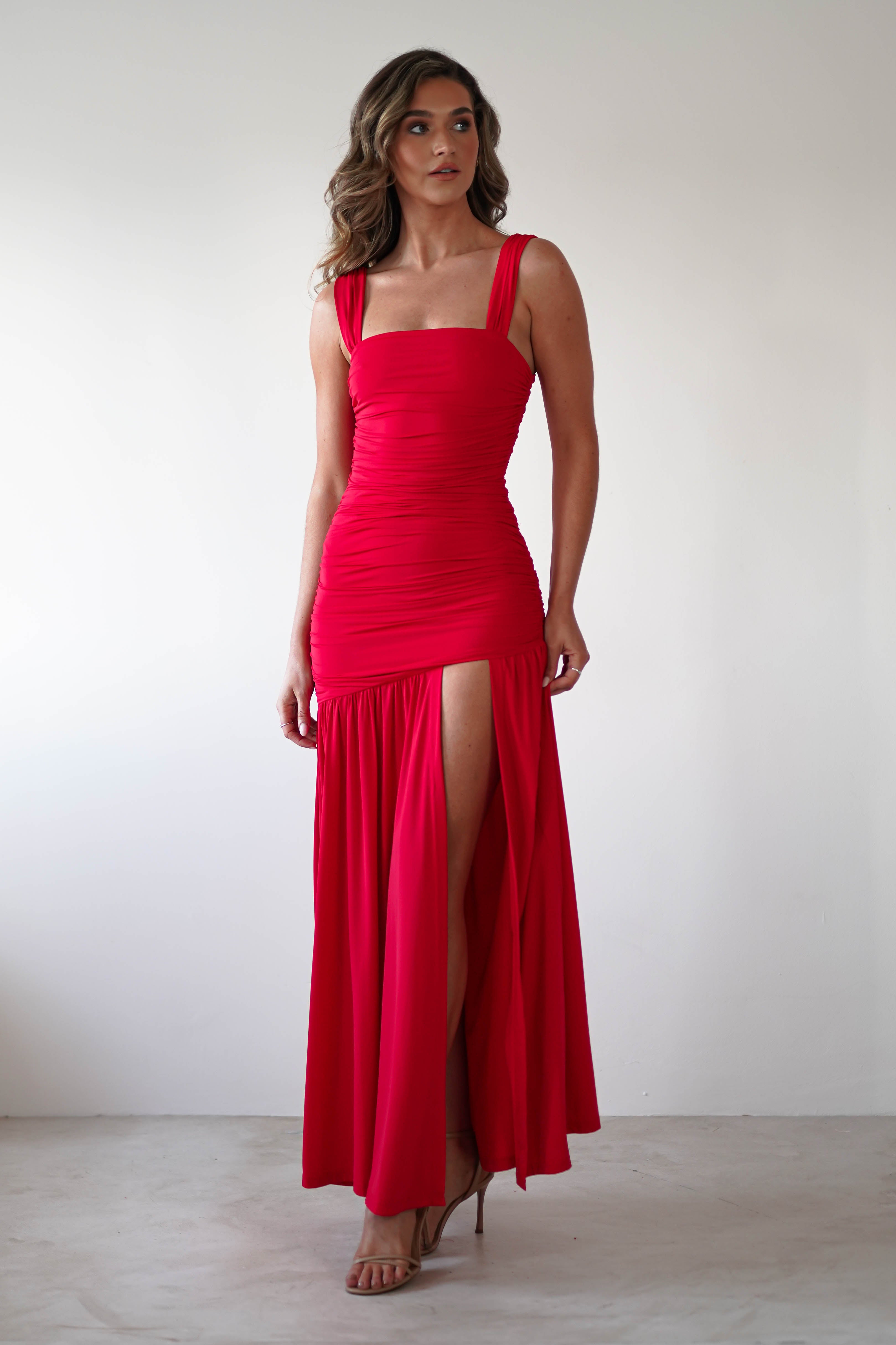 Milla Jersey Bodycon Maxi Dress | Red - Oh Hello Clothing