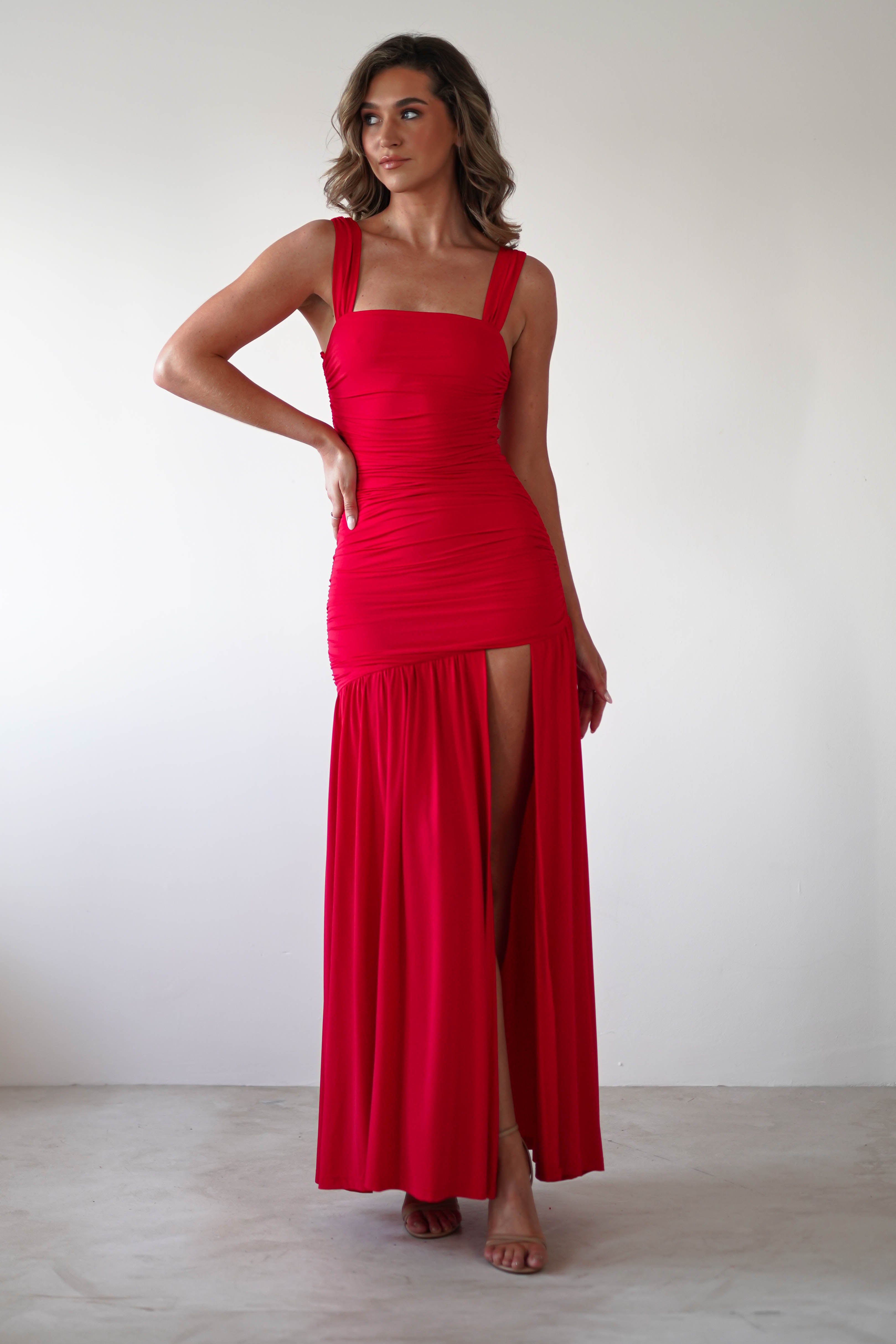 Milla Jersey Bodycon Maxi Dress | Red - Oh Hello Clothing