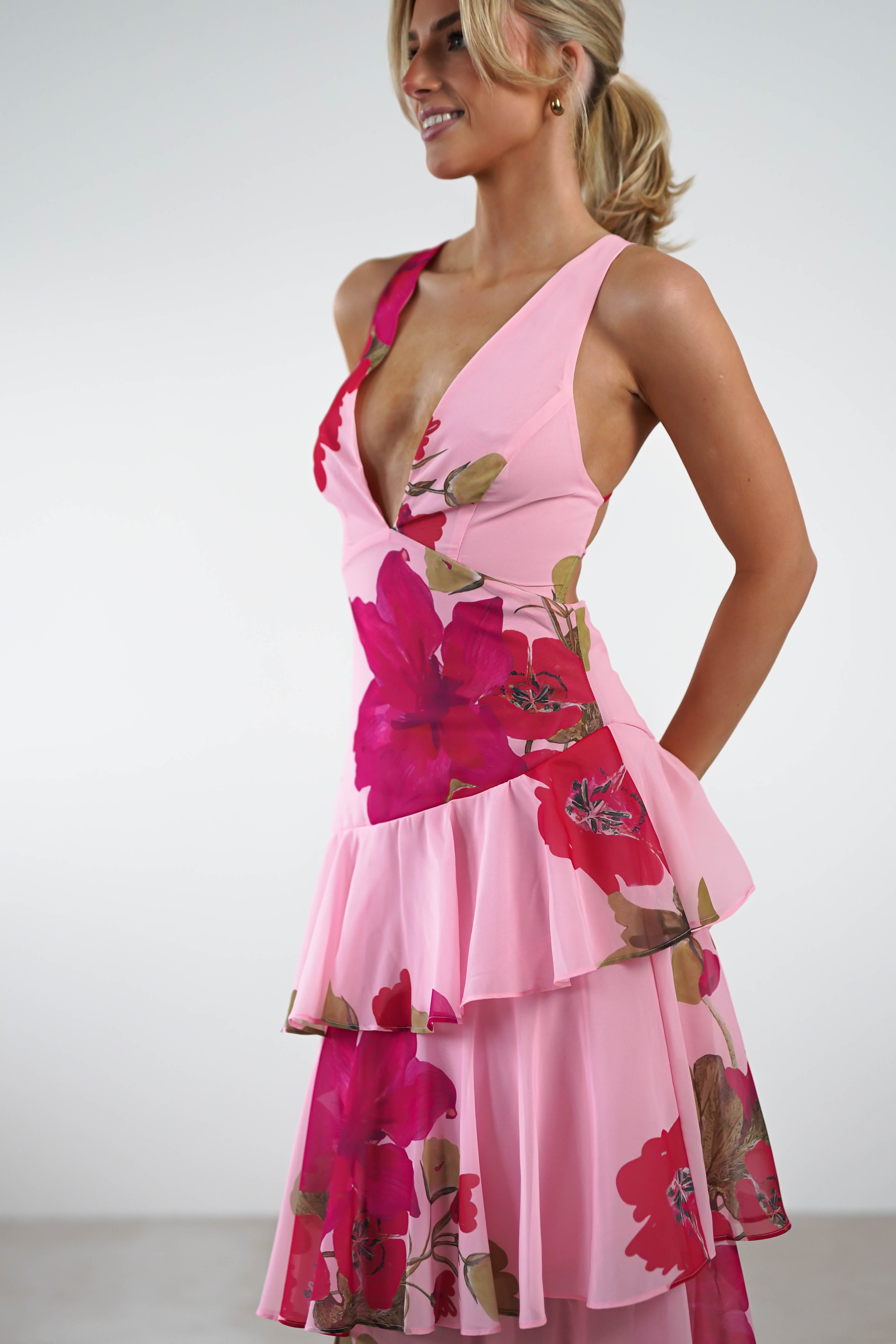 Lenora Floral Print Maxi Dress | Pink - Oh Hello Clothing