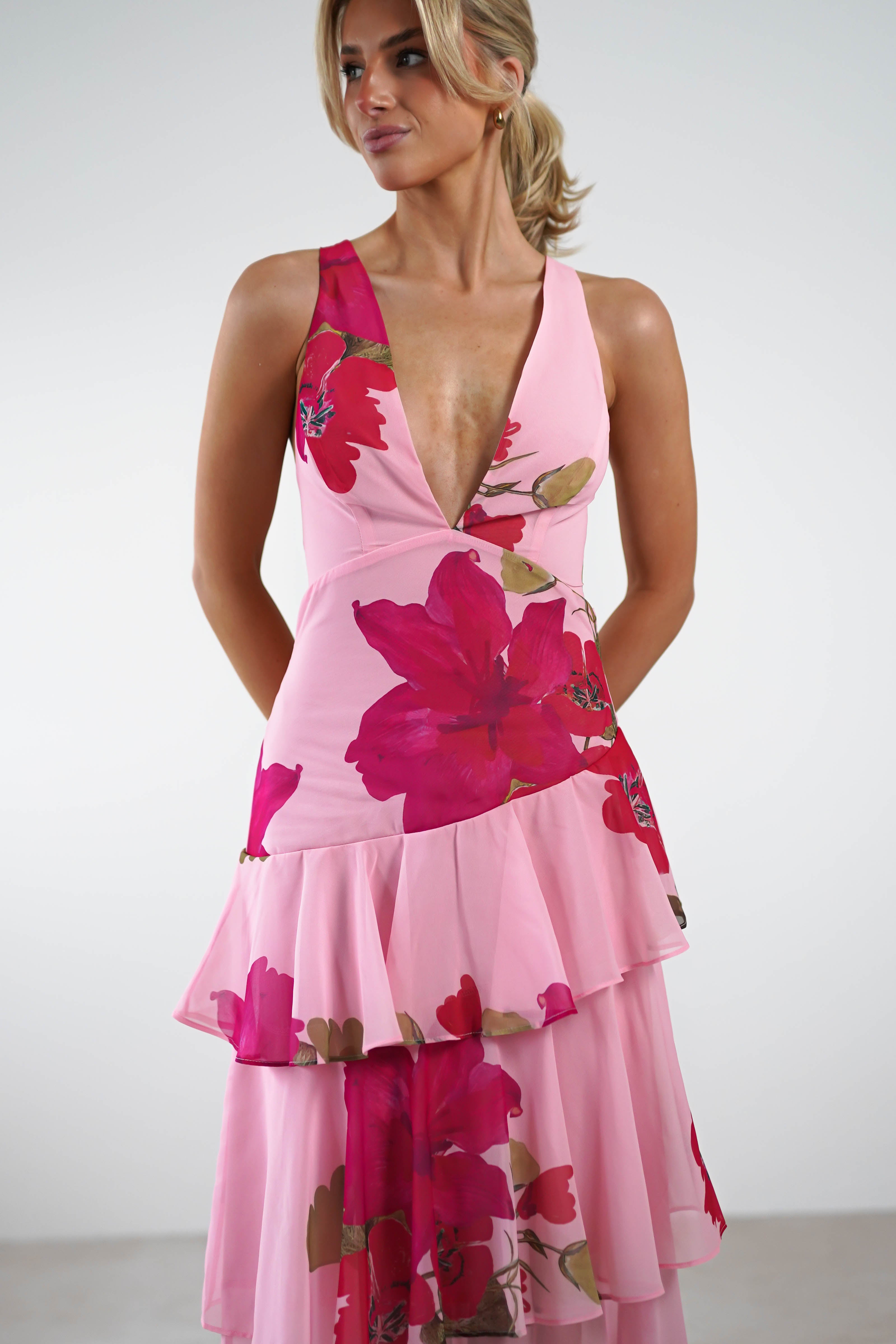 Lenora Floral Print Maxi Dress | Pink - Oh Hello Clothing