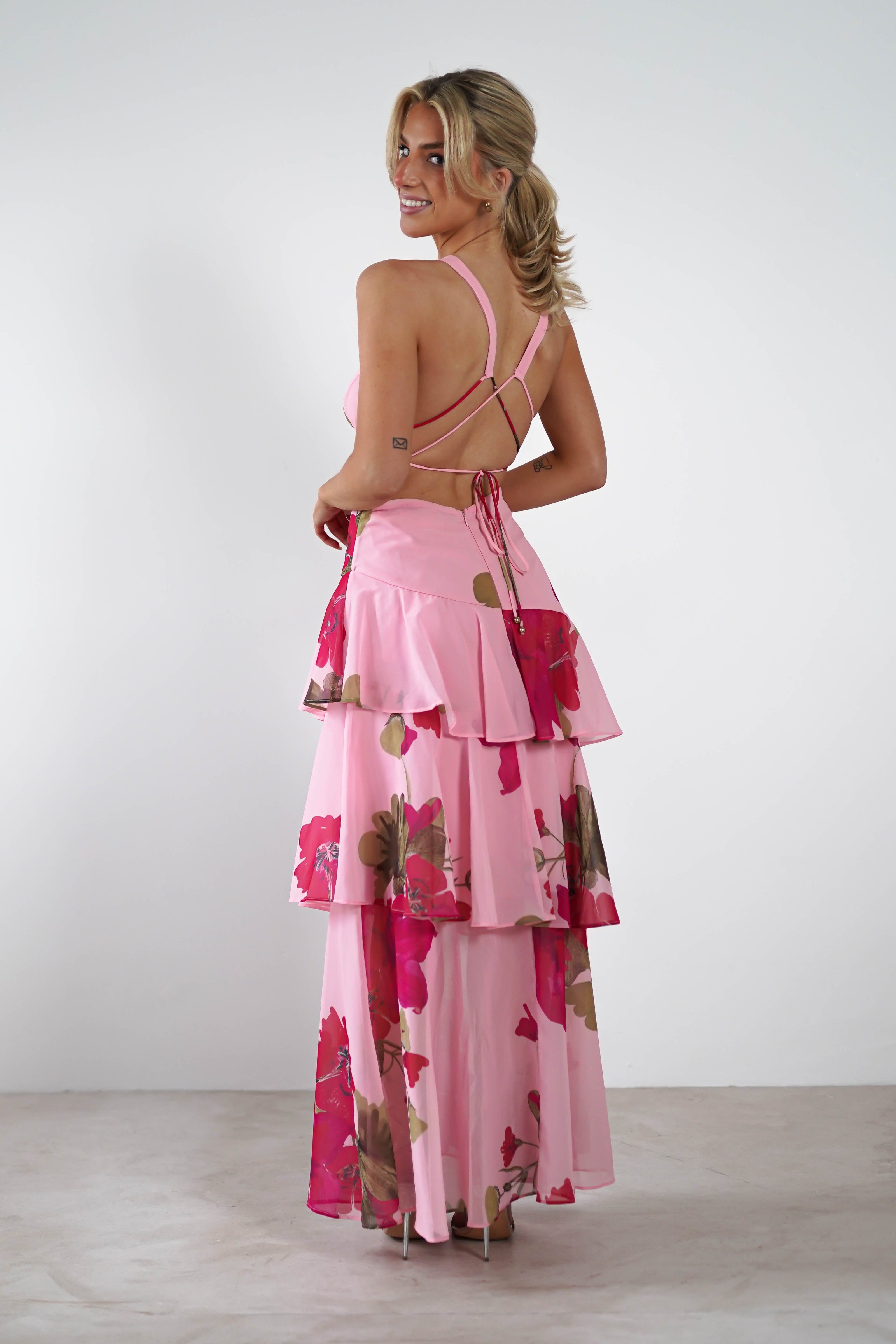 Lenora Floral Print Maxi Dress | Pink - Oh Hello Clothing