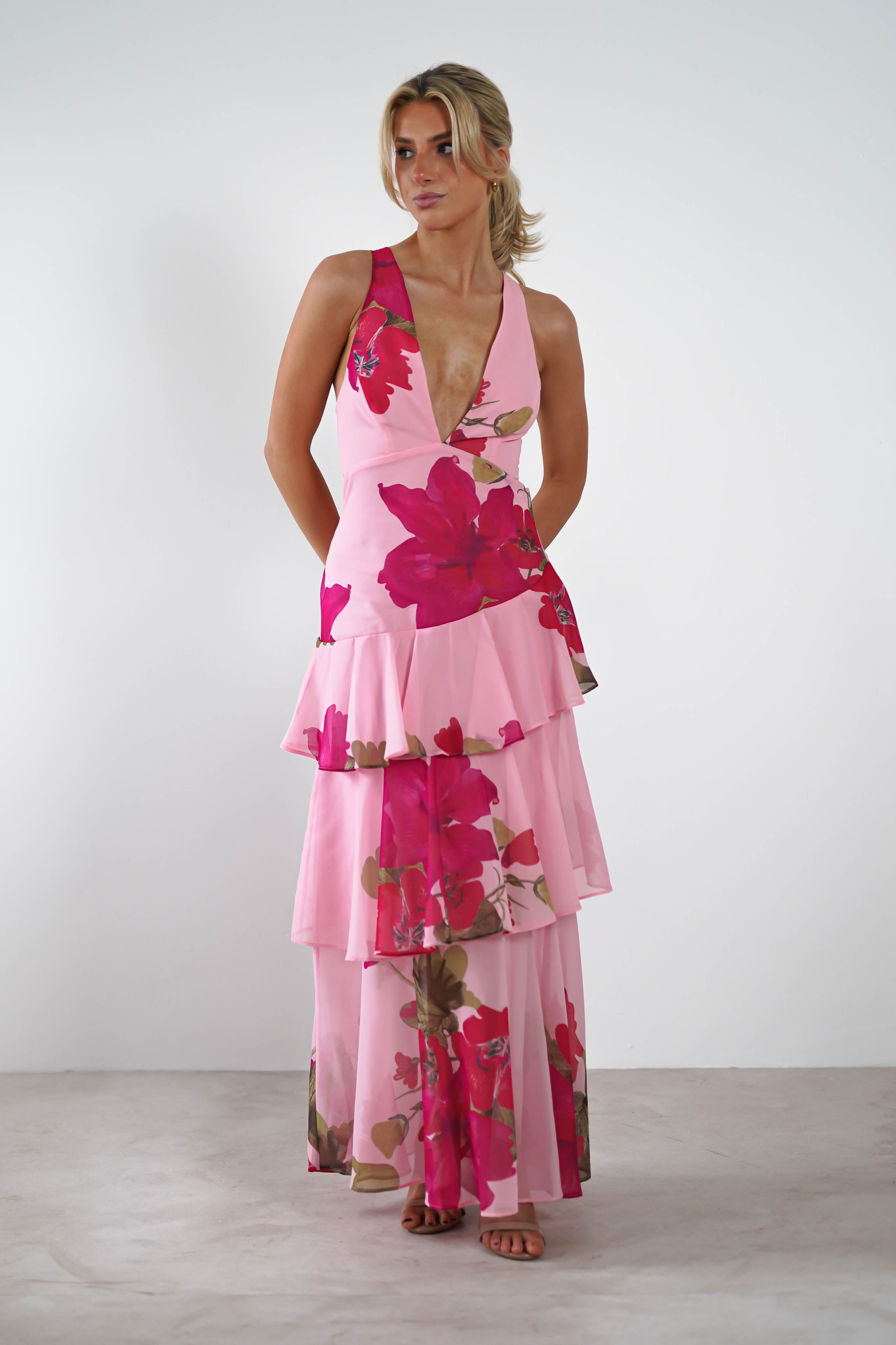 Lenora Floral Print Maxi Dress | Pink - Oh Hello Clothing