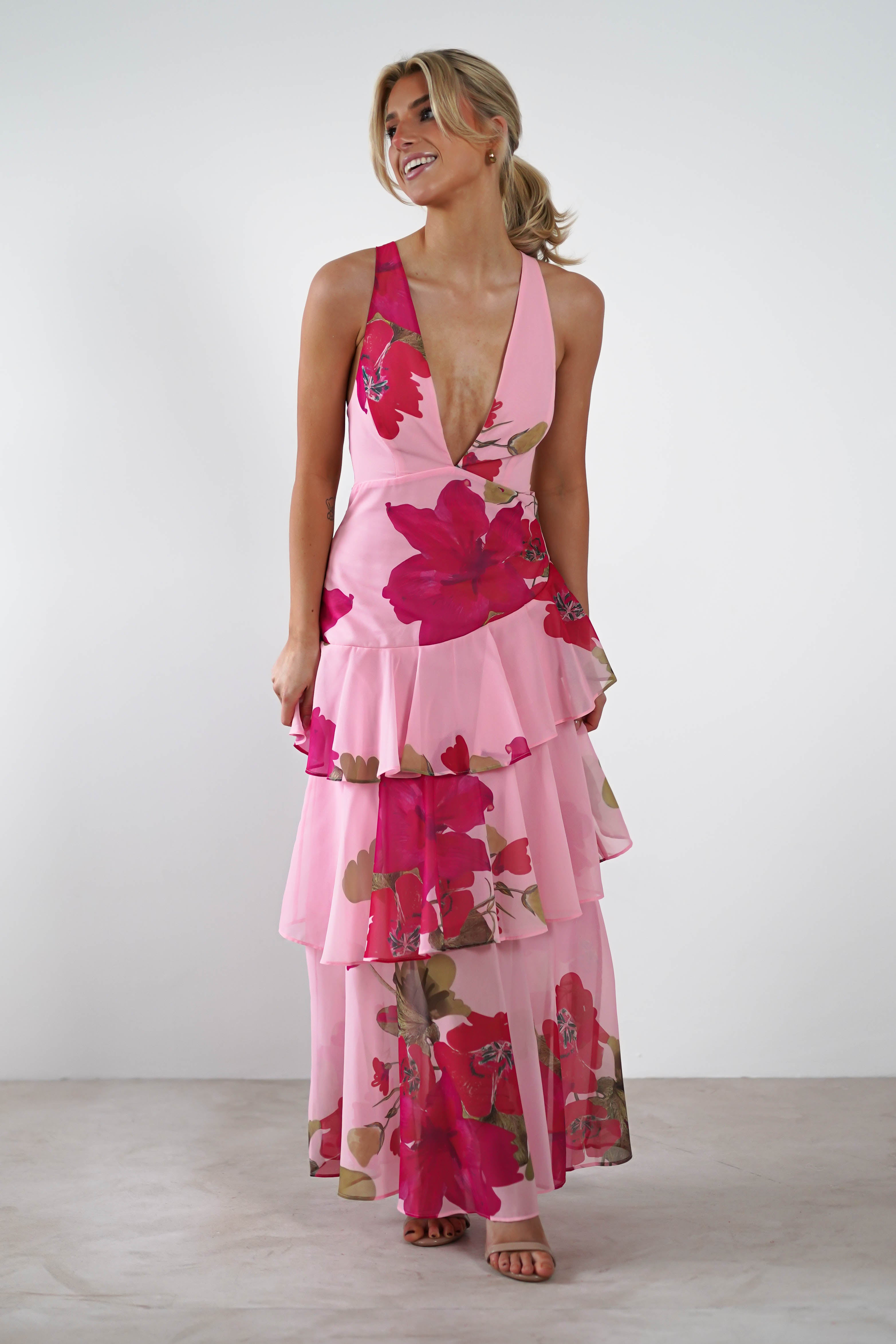 Lenora Floral Print Maxi Dress | Pink - Oh Hello Clothing