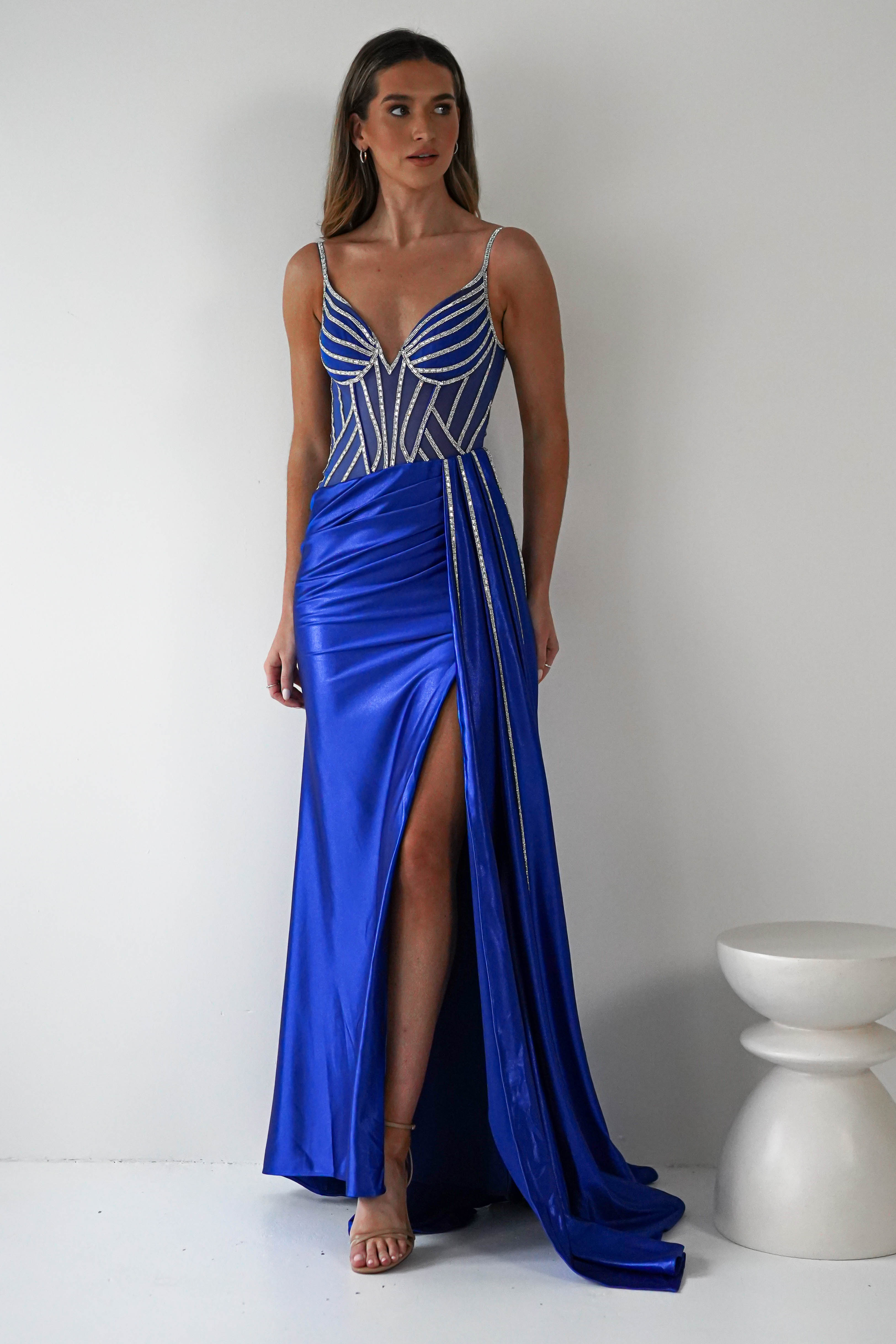 Leonardo Diamante Bodycon Gown | Royal Blue | Oh Hello Clothing | S (8)