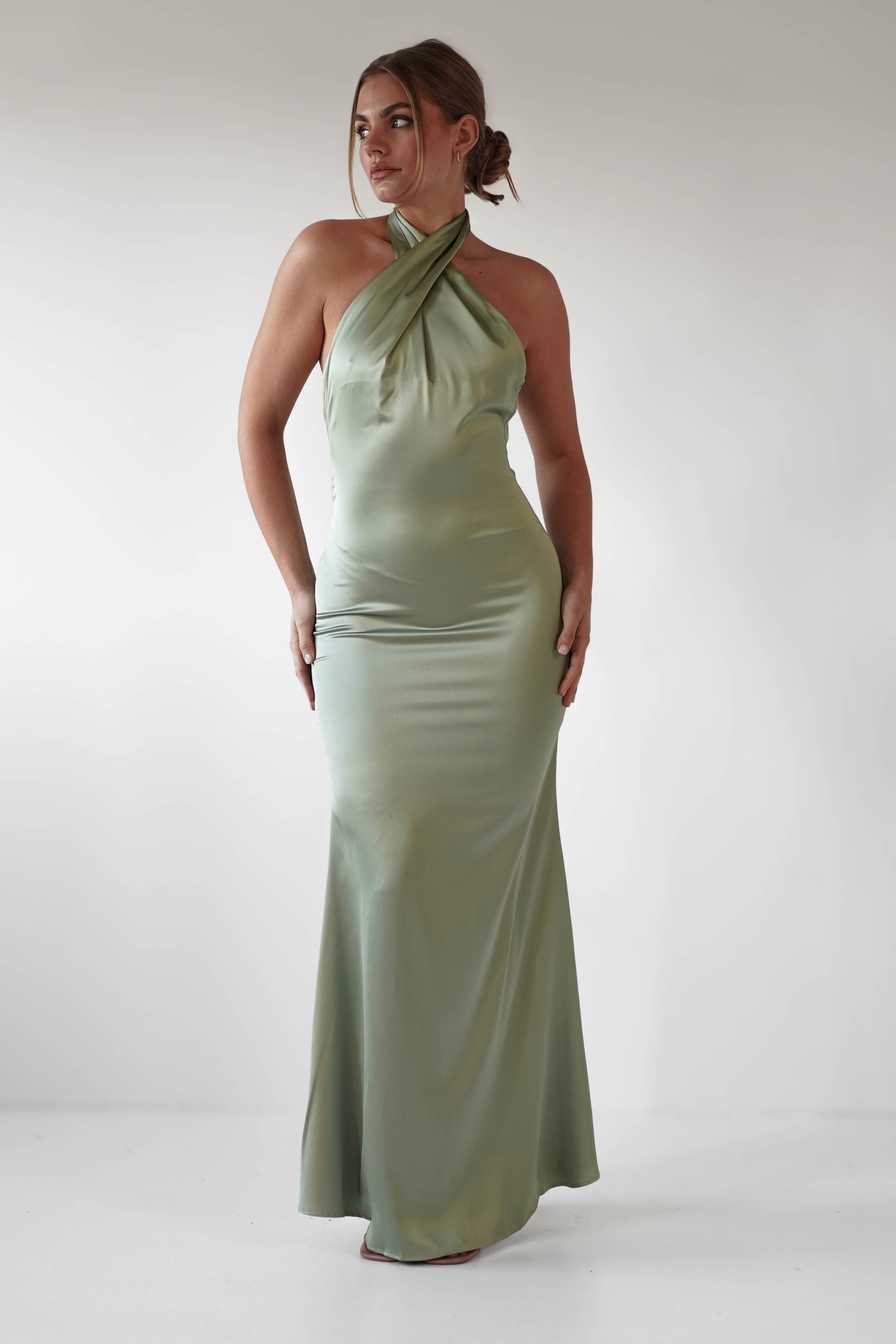 Kartia Halterneck Maxi Gown | Sage | Oh Hello Clothing | XS (6)