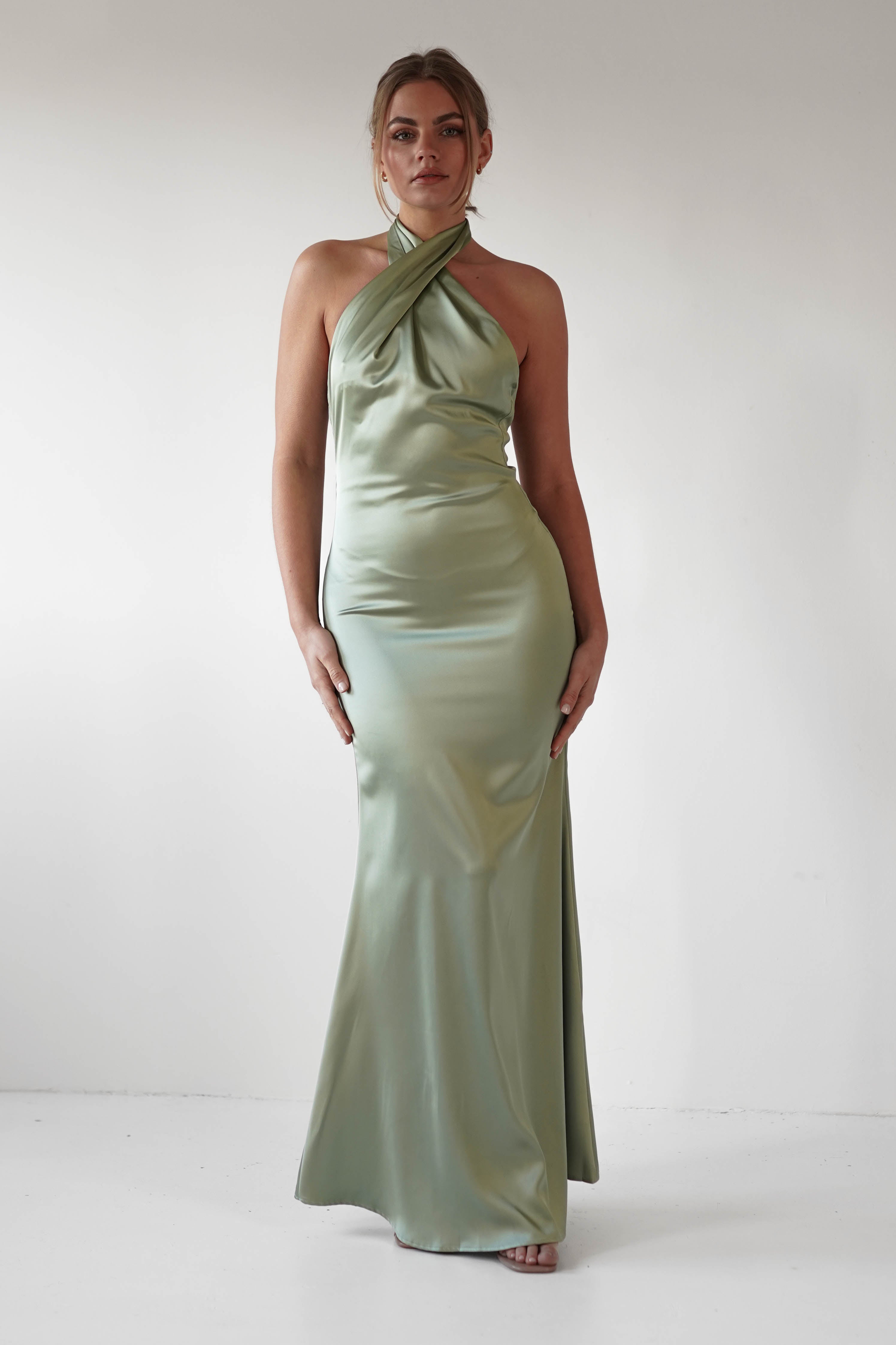 Kartia Halterneck Maxi Gown | Sage | Oh Hello Clothing | XS (6)