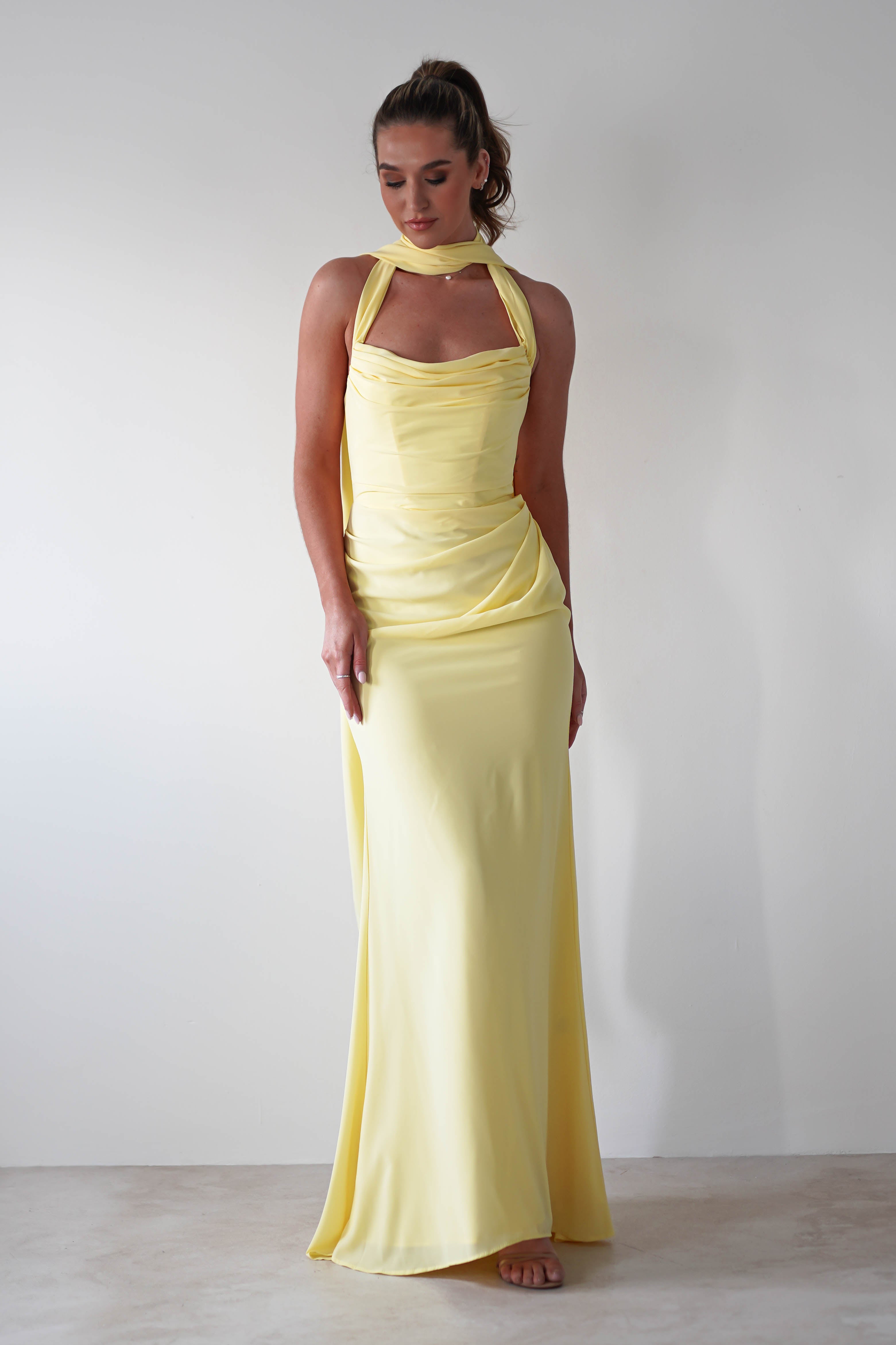 Lisa Multiway Chiffon Gown | Yellow - Oh Hello Clothing