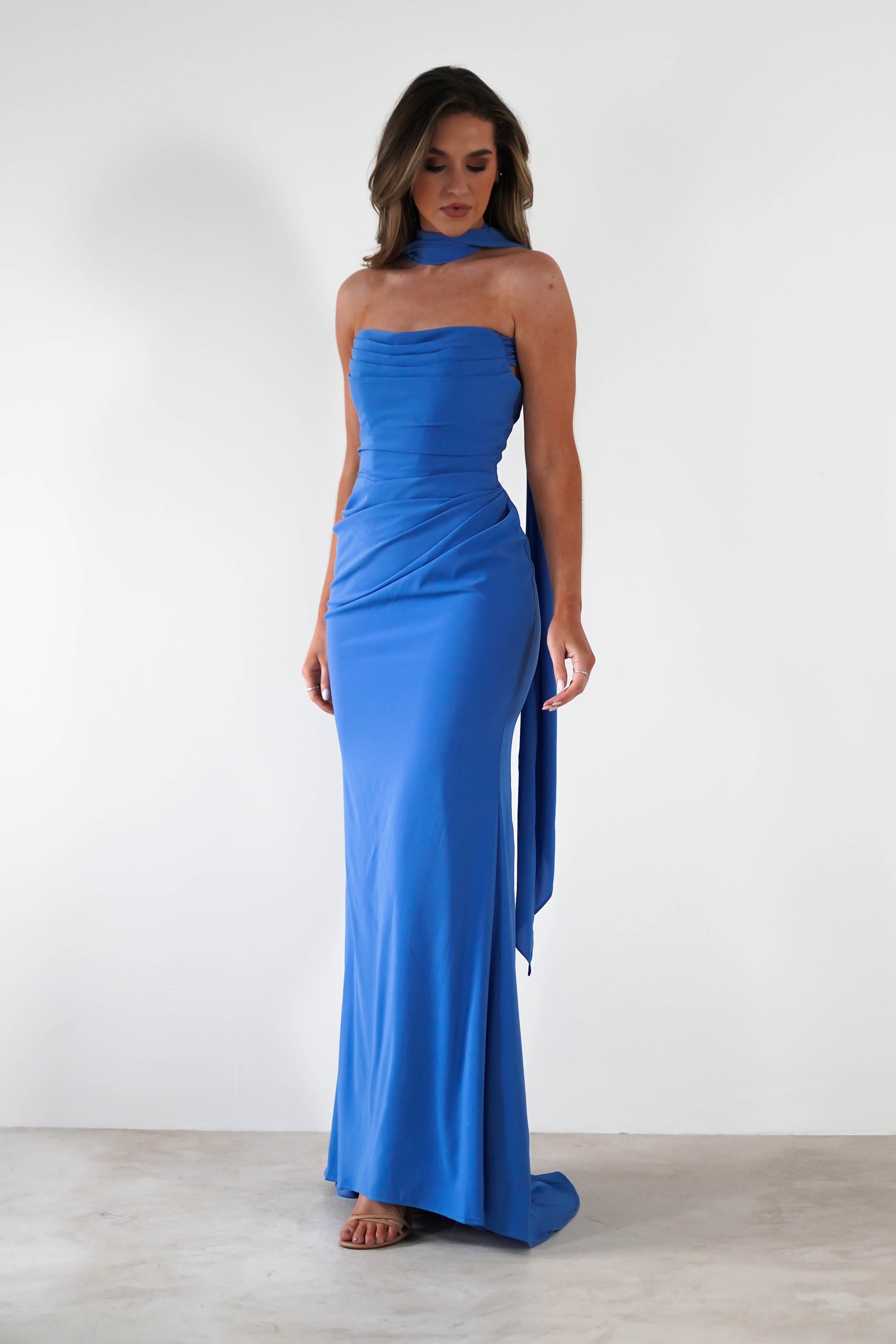 Lisa Multiway Chiffon Gown | Blue - Oh Hello Clothing