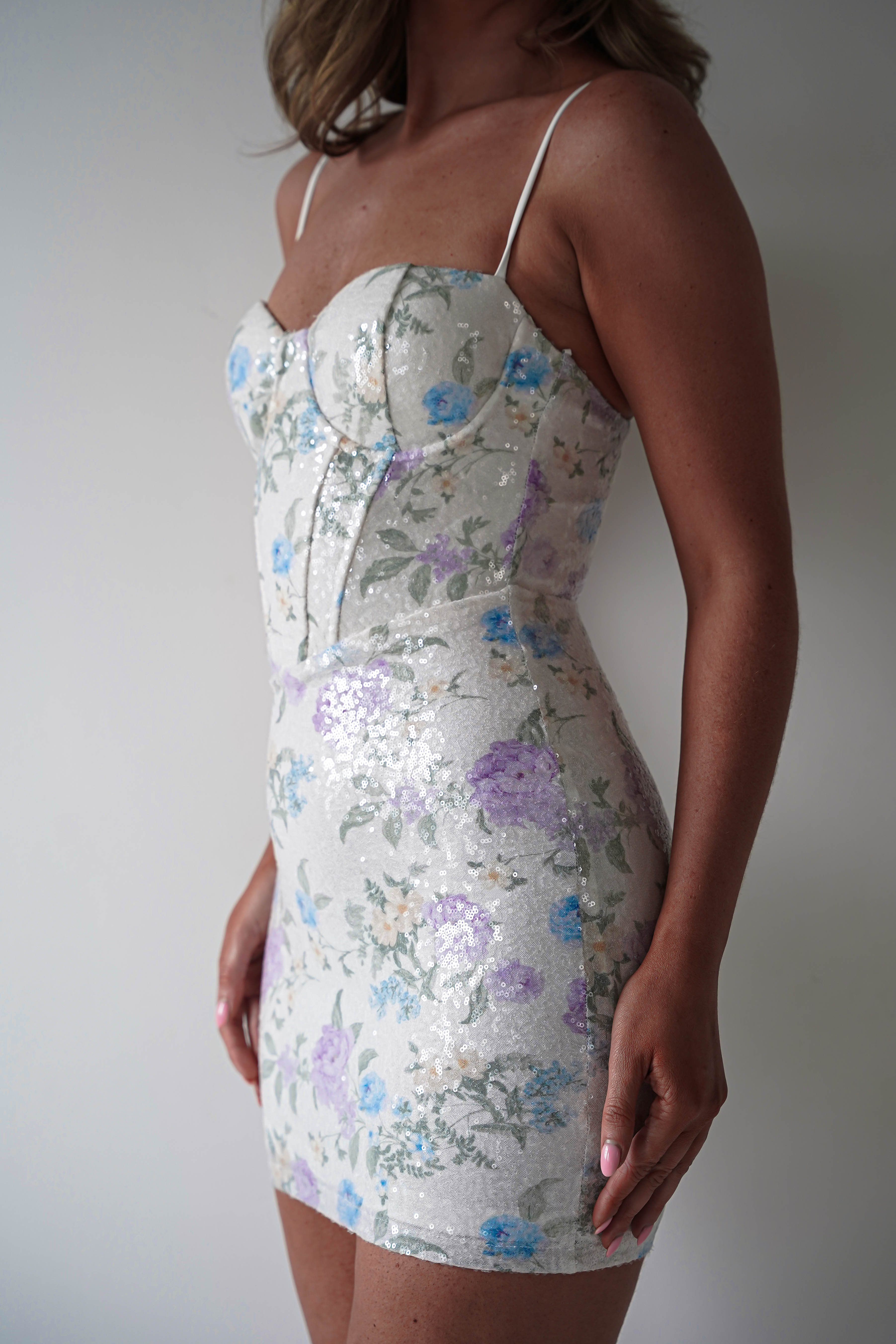 Oh Hello Clothing Women > Clothing > Dresses 1*DONE - LOVESOME-CD55469-LAVENDER FLORAL- MINI DRESS