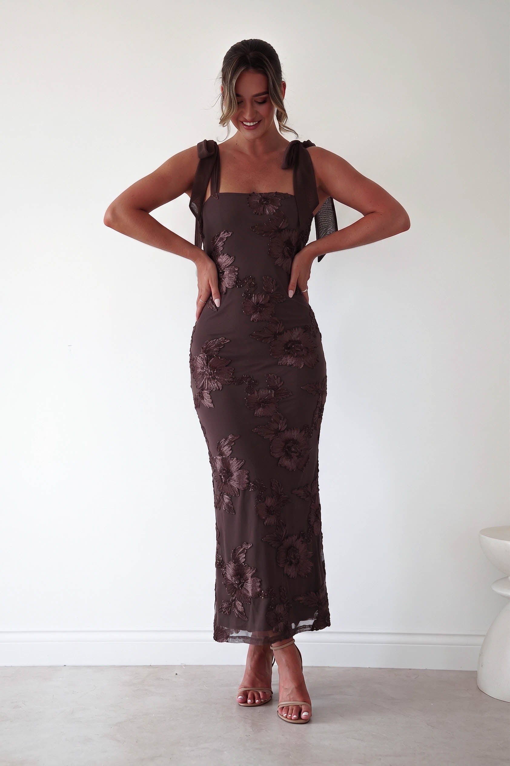 mahalia maxi dress Floral Appliqué Color:Daydream champagne with the girls Silk Salwar Suits Alex Evenings Women's Embellished-Neck