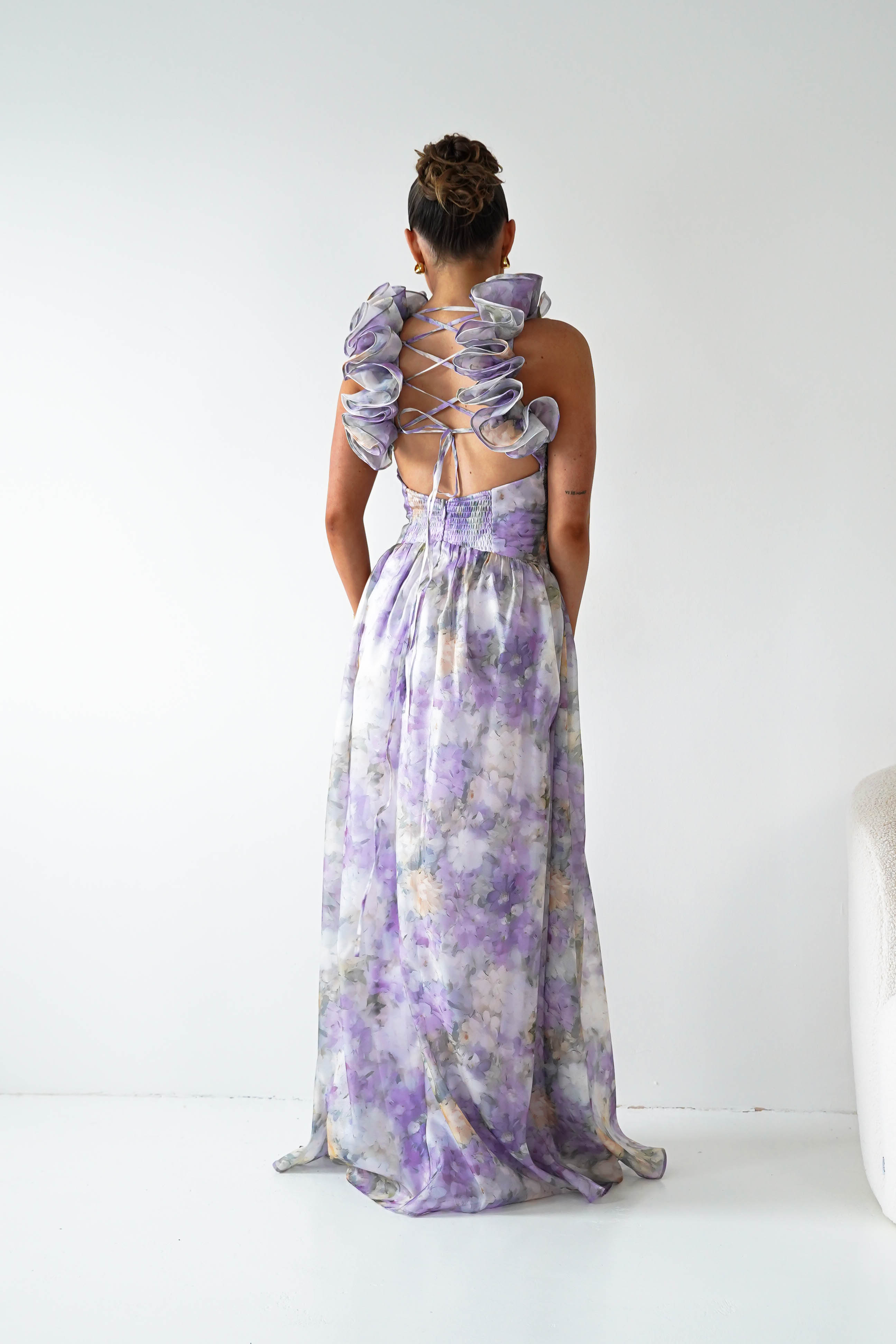 Oh Hello Clothing Women > Clothing > Dresses 1*DONE - MANIJU-MF25105-Floral Maxi Dress with Ruffle Detail