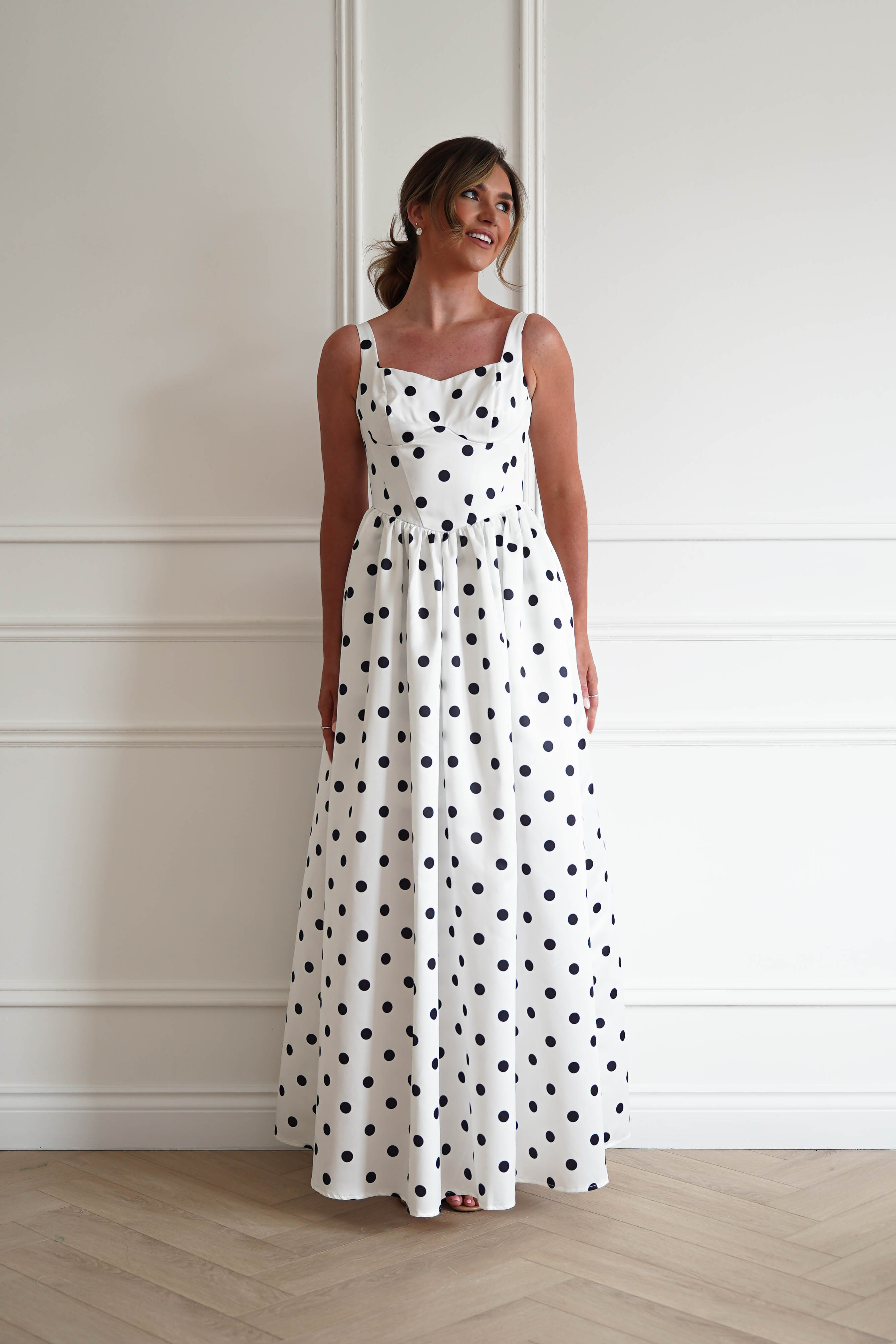 Oh Hello Clothing Women > Clothing > Dresses 1*DONE - MANIJU-MF25154-Polka Dot Midi Dress in White