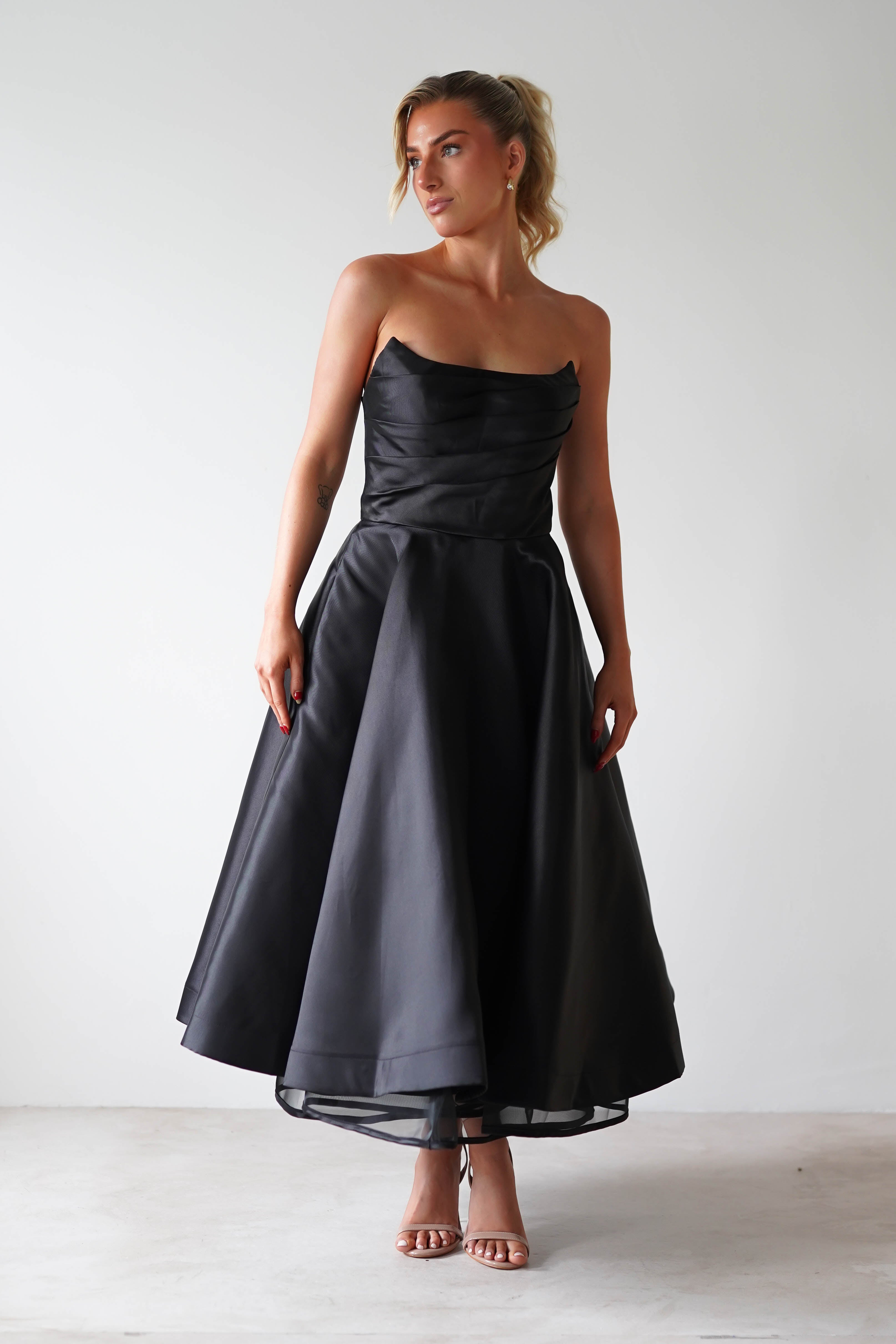 Madison A - Line Midi Dress | Black | Oh Hello Clothing | XS (6)