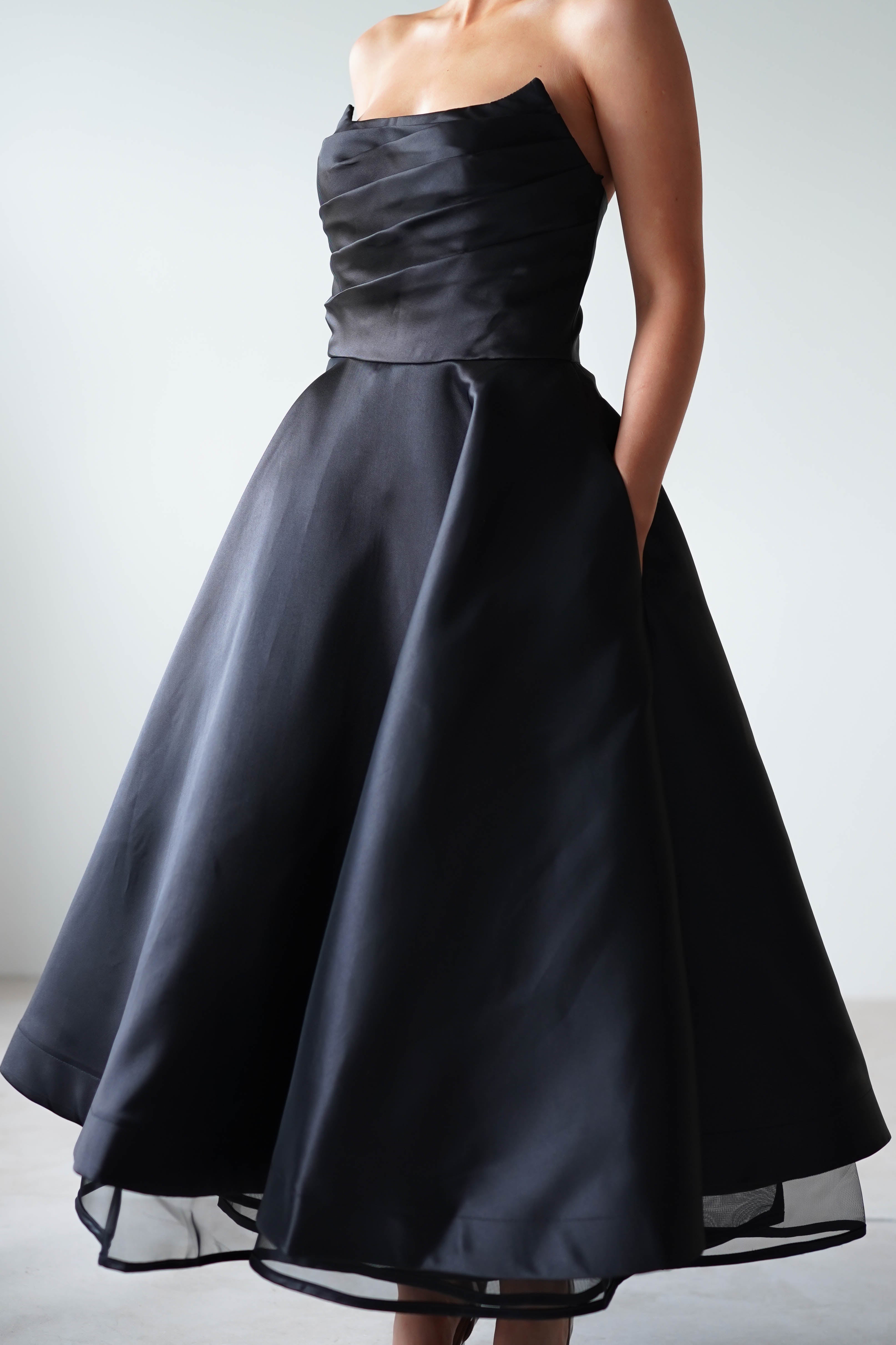 Madison A - Line Midi Dress | Black | Oh Hello Clothing | XS (6)