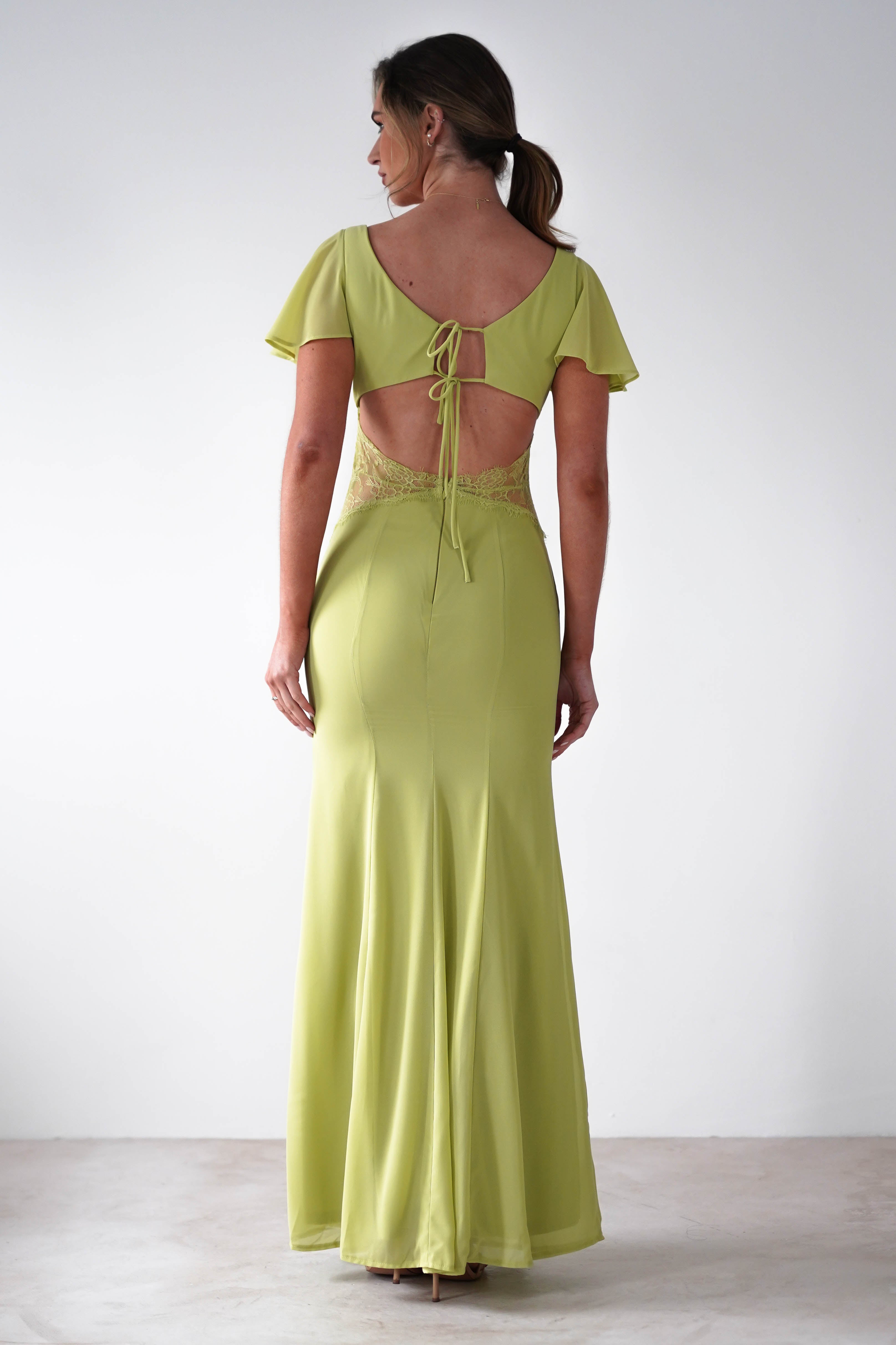 Preston Flutter Sleeve Maxi Dress | Lime Green - Oh Hello Clothing