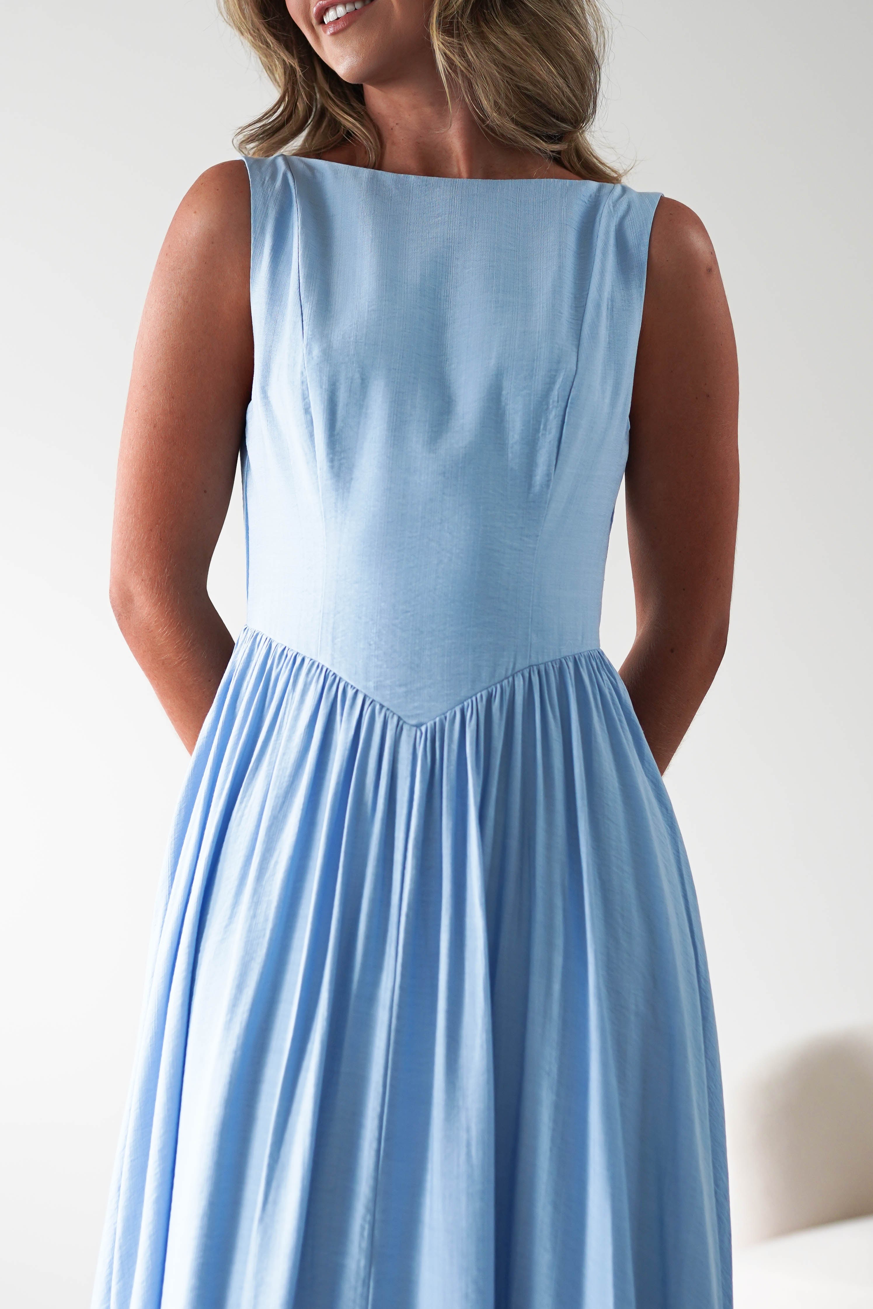 Monroe Skater Midaxi Dress | Blue | Oh Hello Clothing | XS (6)