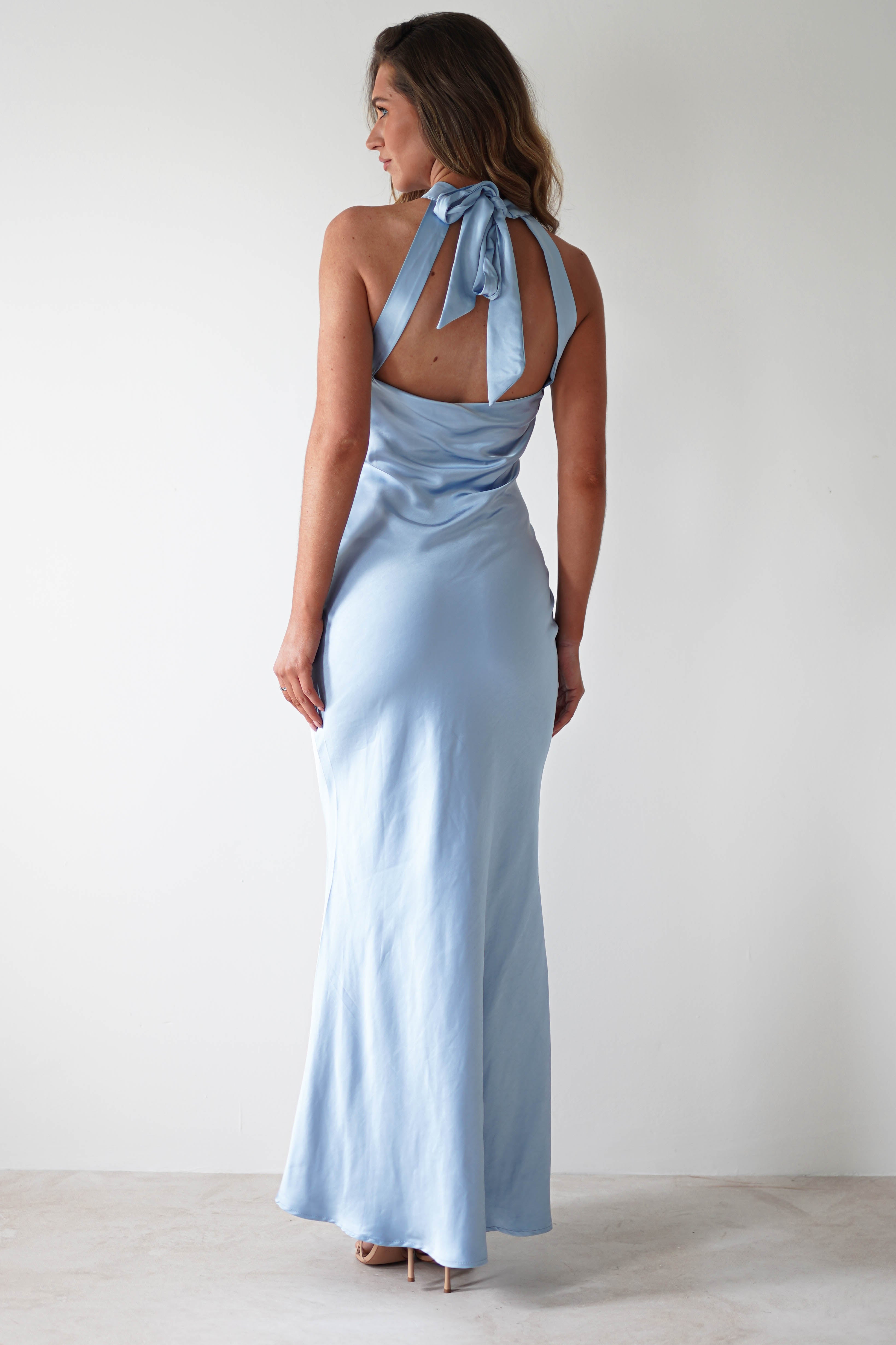 Natalia Soft Satin Maxi Dress | Blue - Oh Hello Clothing