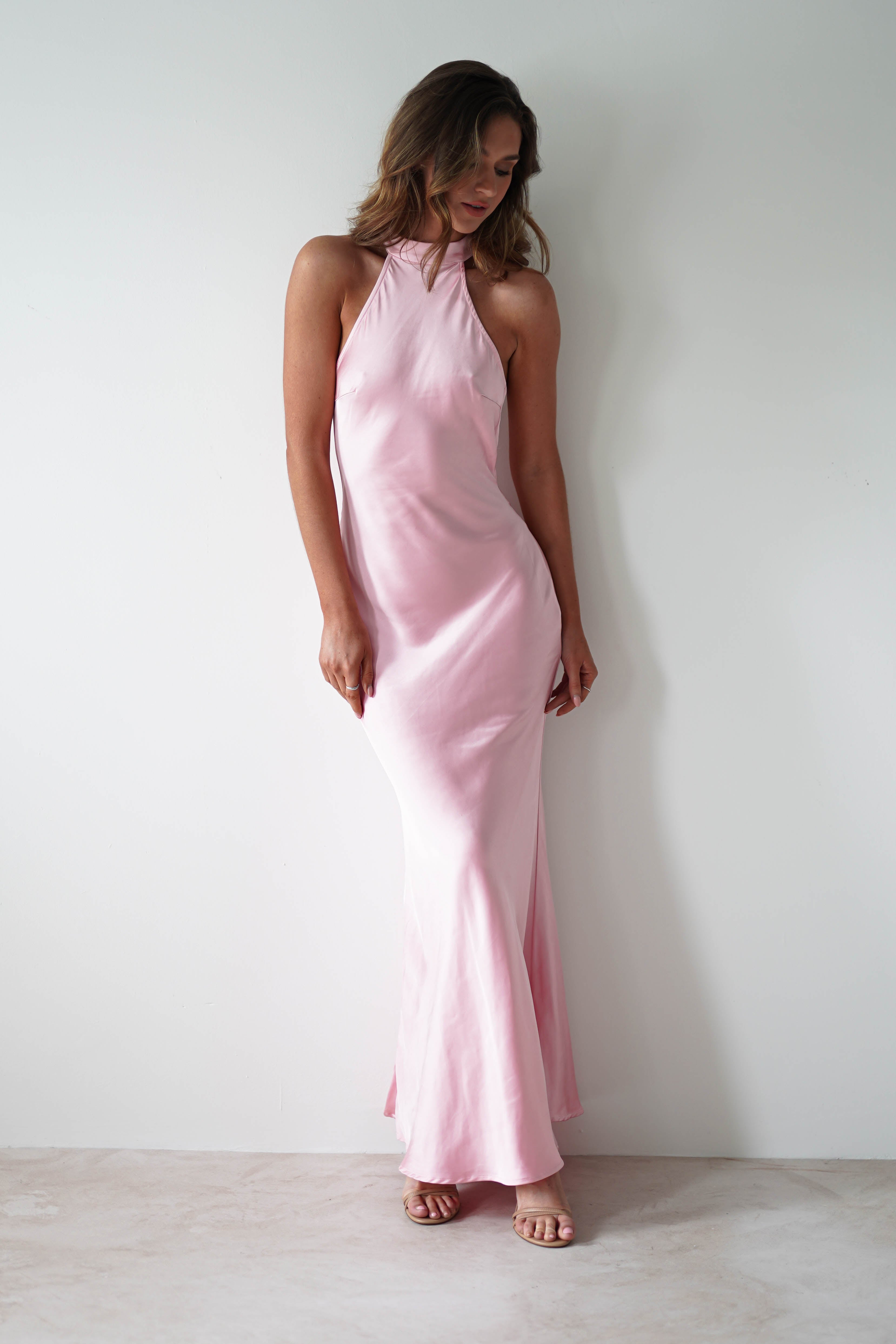 Natalia Soft Satin Maxi Dress | Pink - Oh Hello Clothing