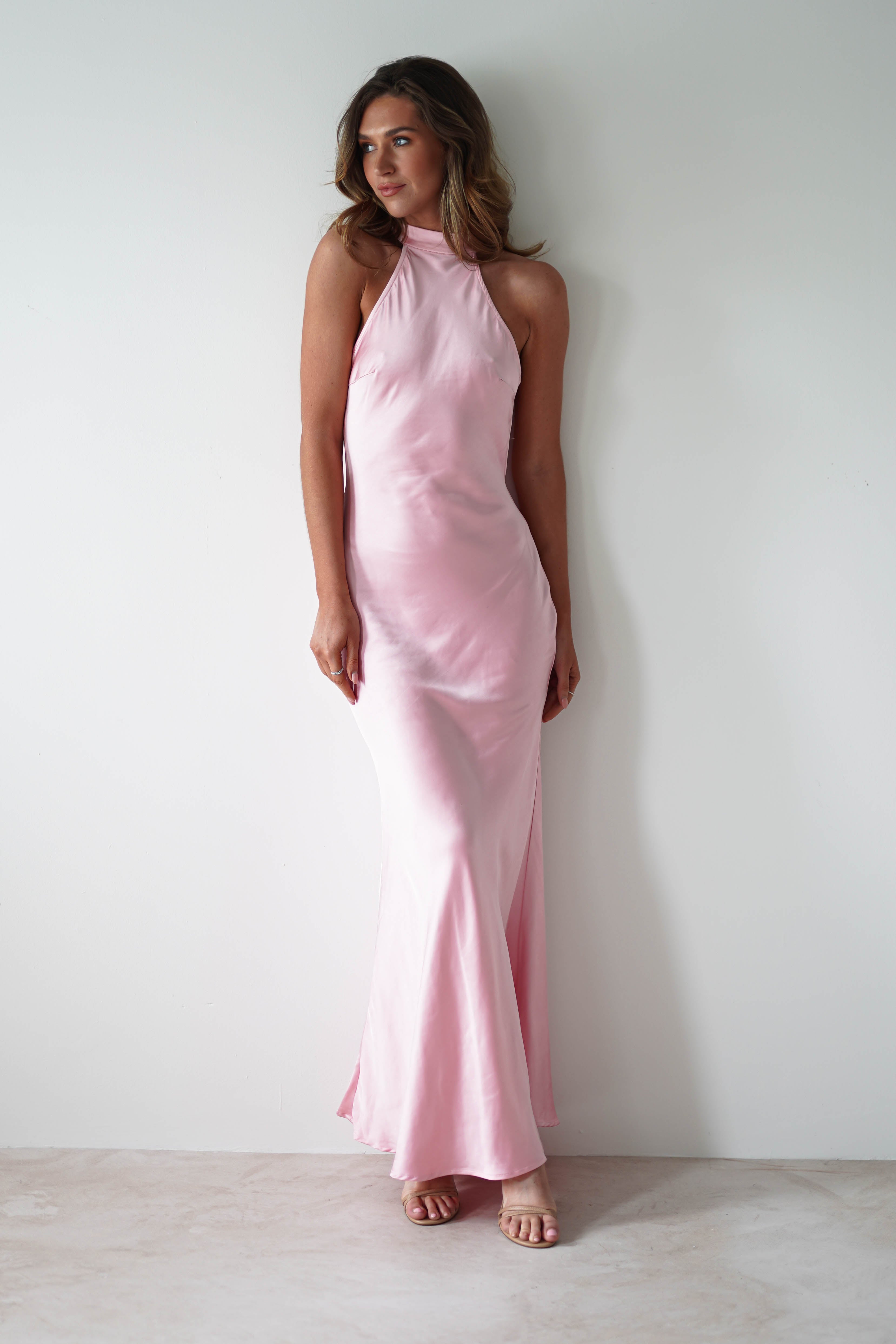 Natalia Soft Satin Maxi Dress | Pink - Oh Hello Clothing