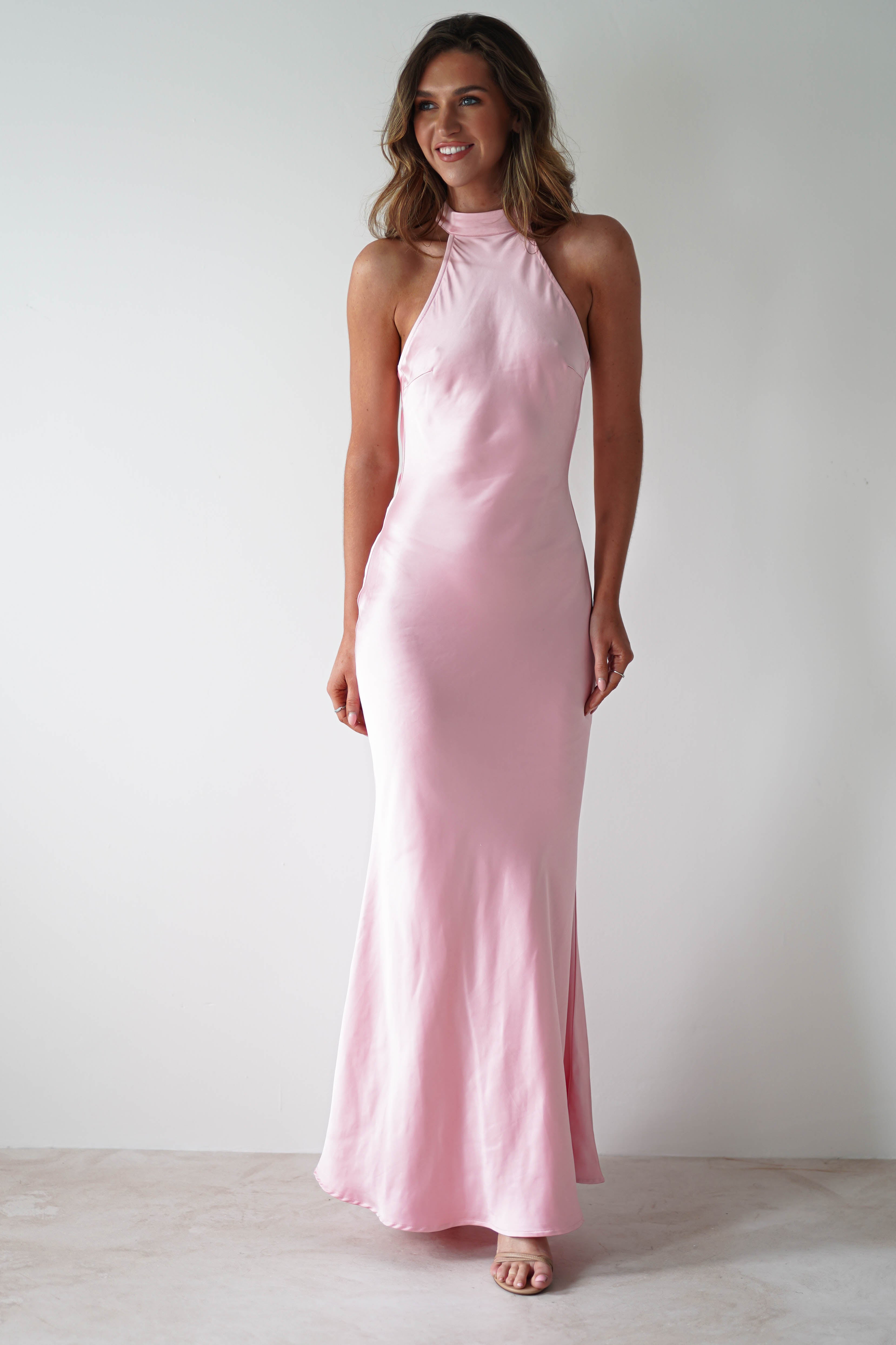 Natalia Soft Satin Maxi Dress | Pink - Oh Hello Clothing