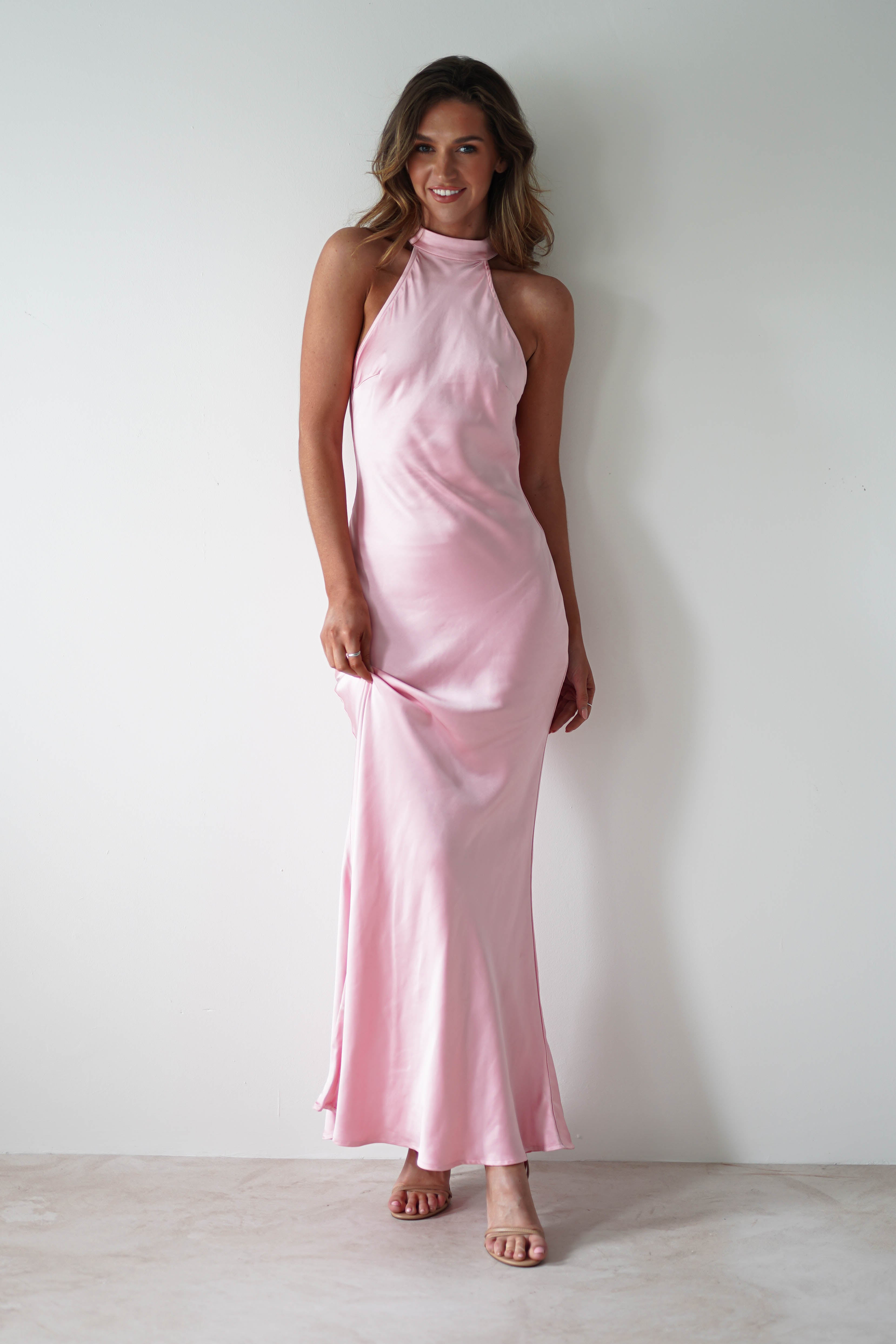 Natalia Soft Satin Maxi Dress | Pink - Oh Hello Clothing