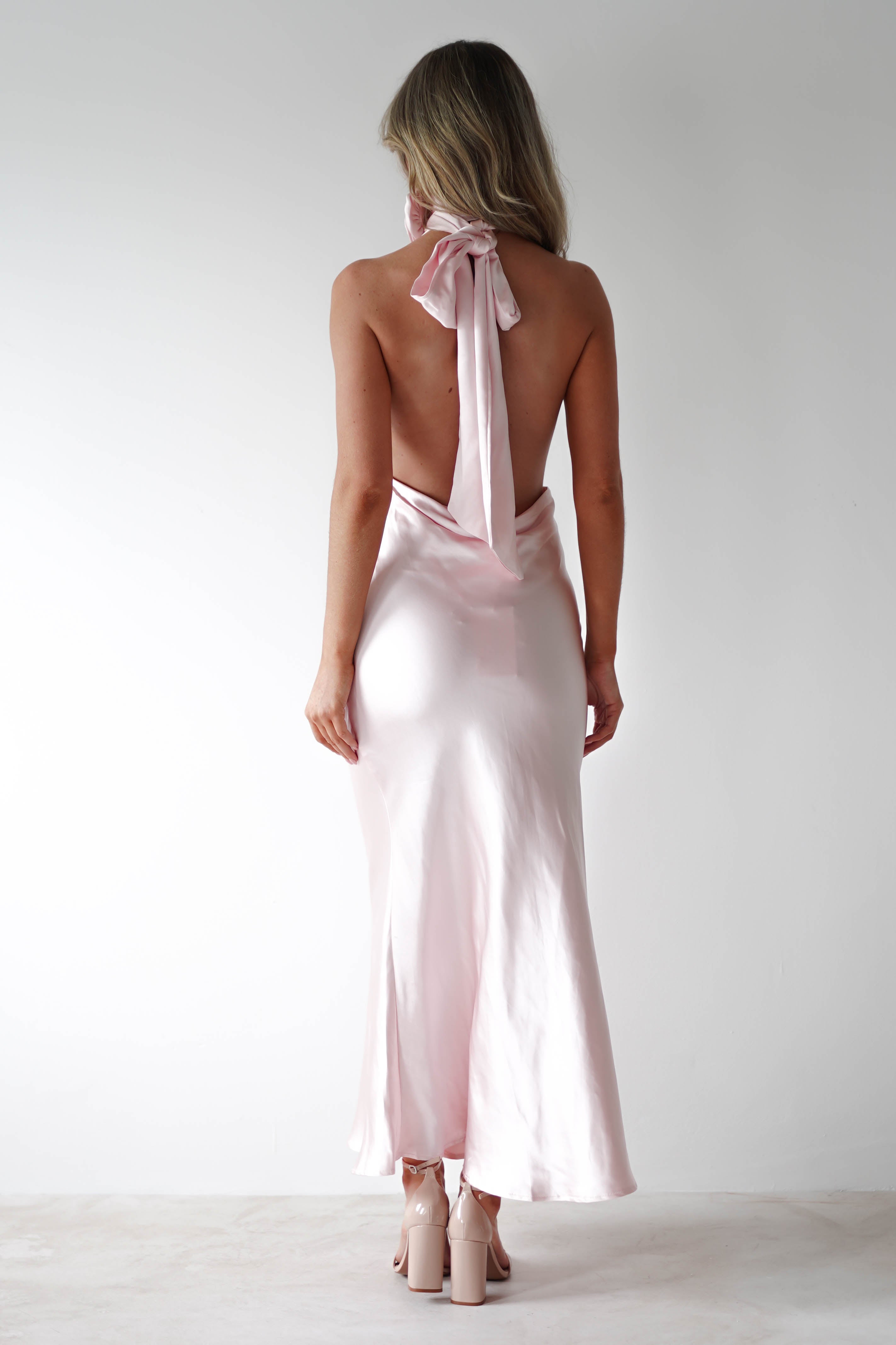 Kaylah Soft Satin Maxi Dress | Pearl Pink - Oh Hello Clothing