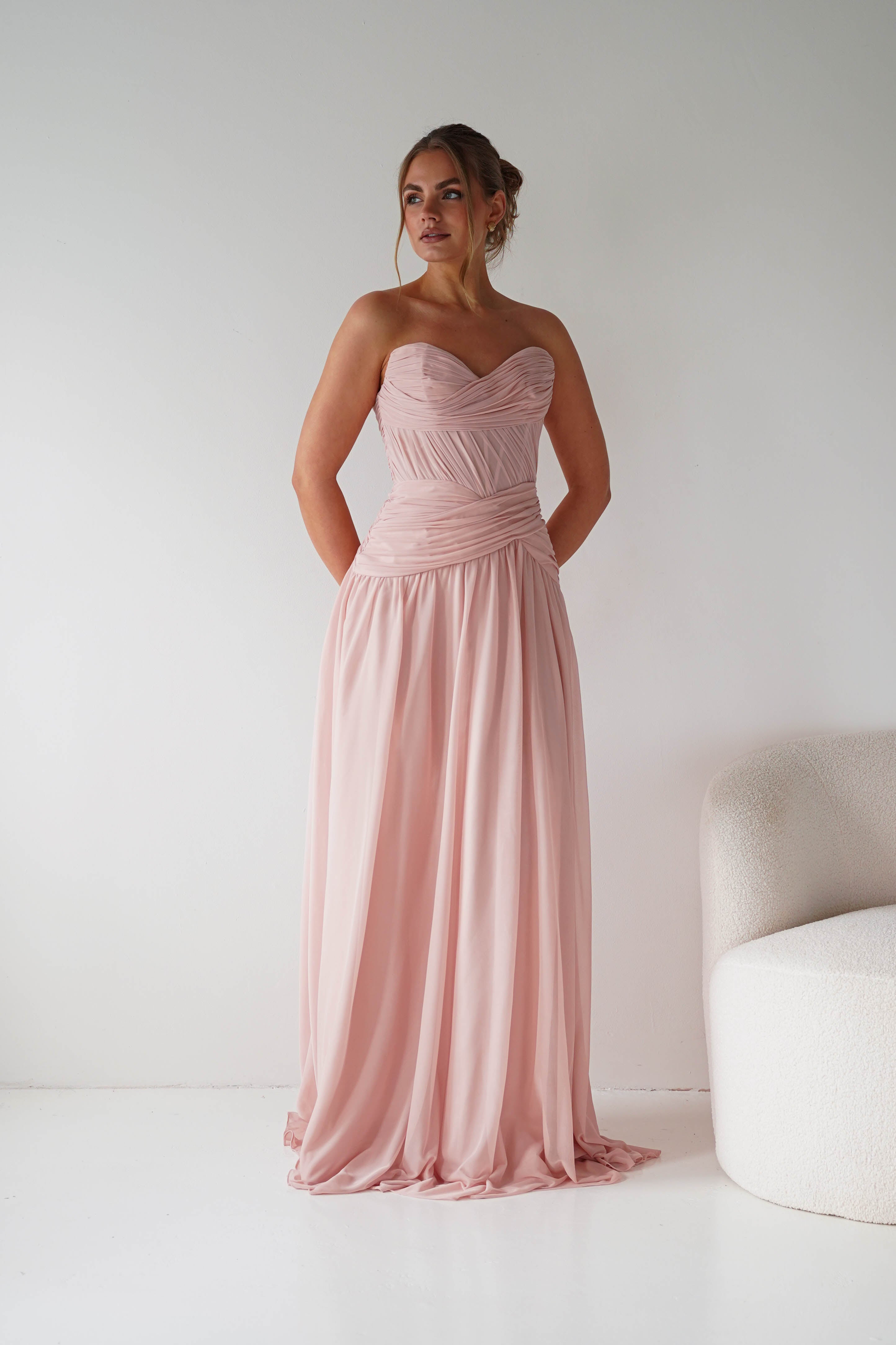 Oh Hello Clothing Women > Clothing > Dresses 1*done-Nicolette Strapless Chiffon Maxi Gown | new colour blush
