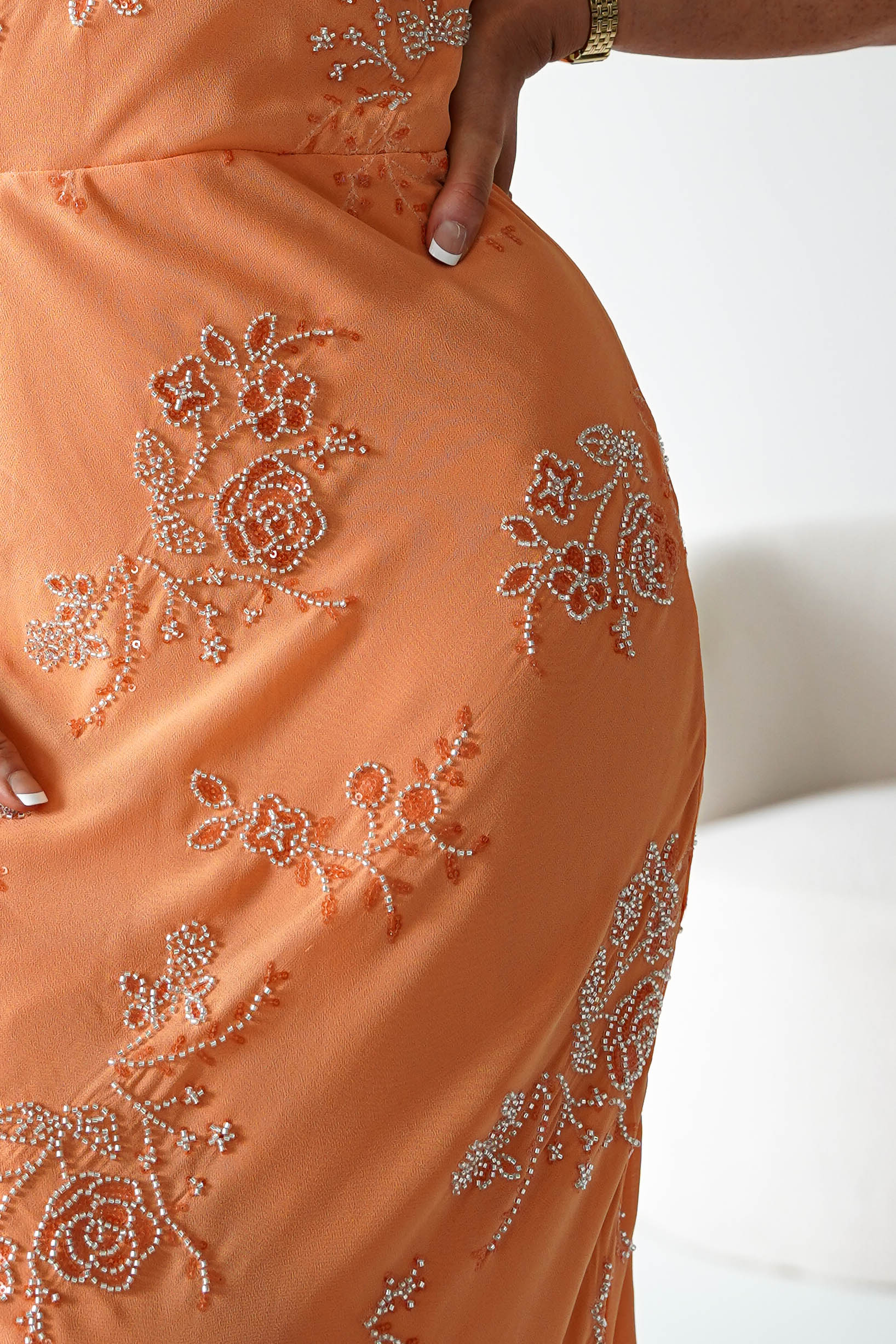 Oh Hello Clothing Women > Clothing > Dresses 1*DONE-Noah Floral Embellished Maxi Dress | ORANGE