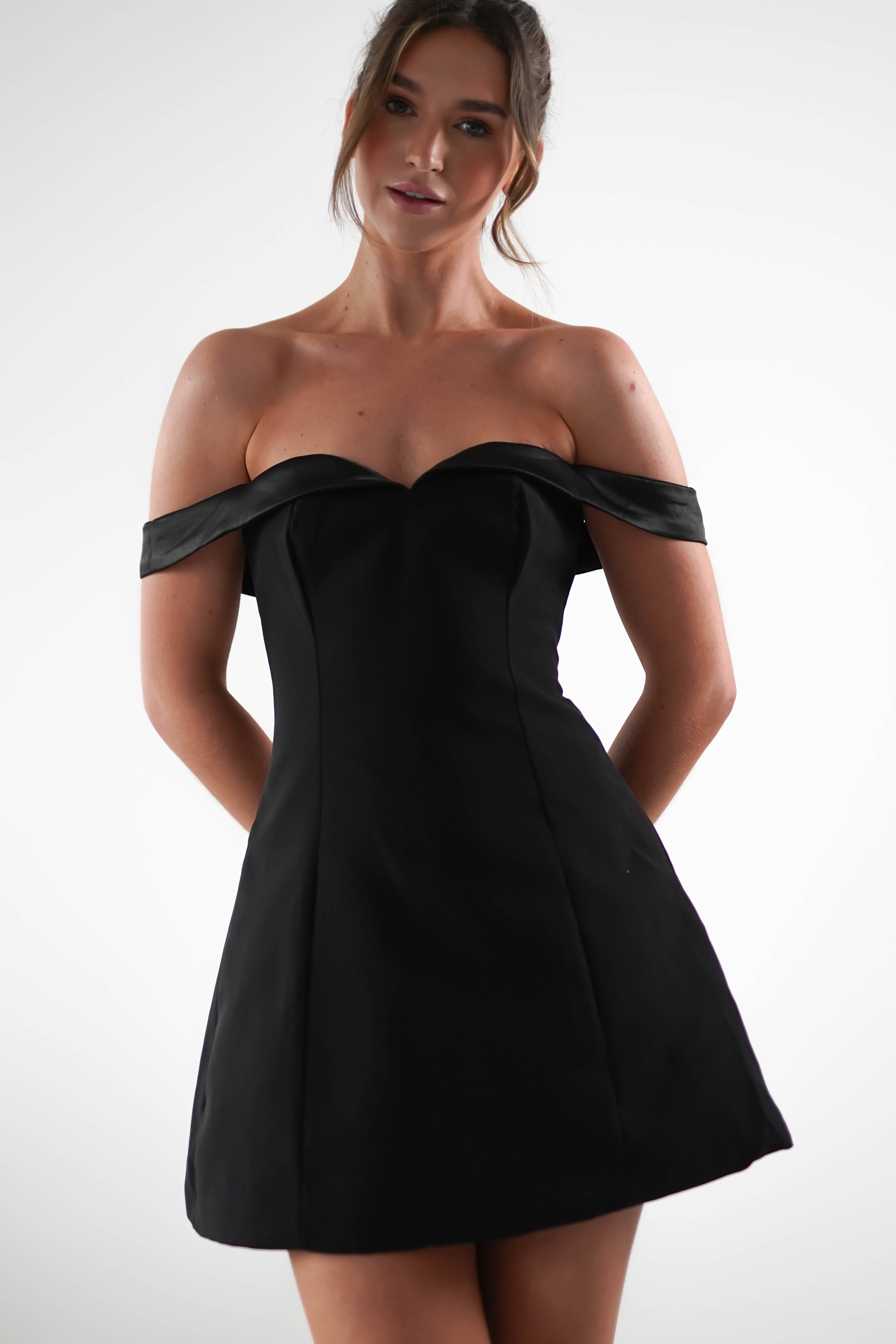 Petra Off the Shoulder Mini Dress | Black | Oh Hello Clothing | S (8)