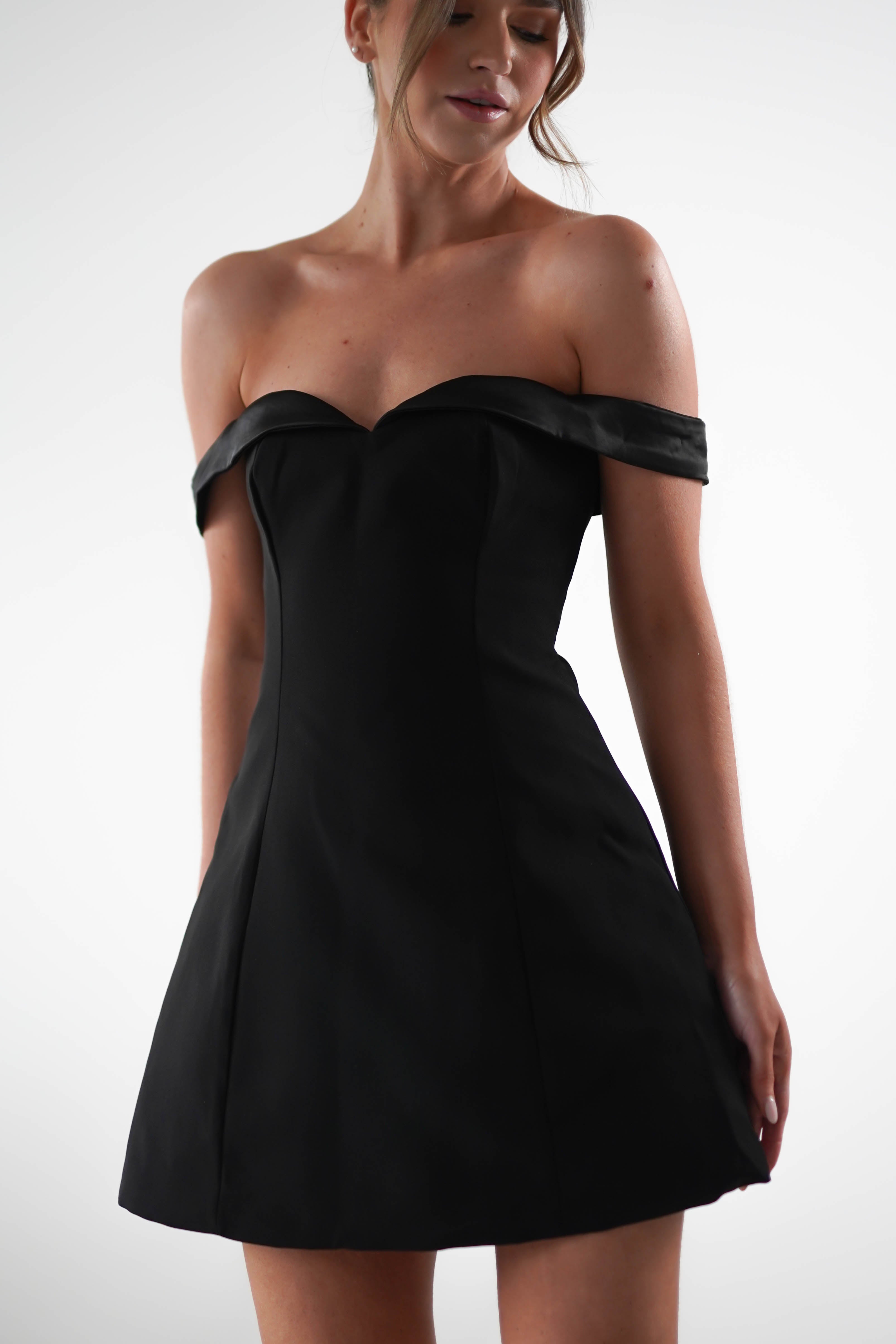 Petra Off the Shoulder Mini Dress | Black | Oh Hello Clothing | S (8)