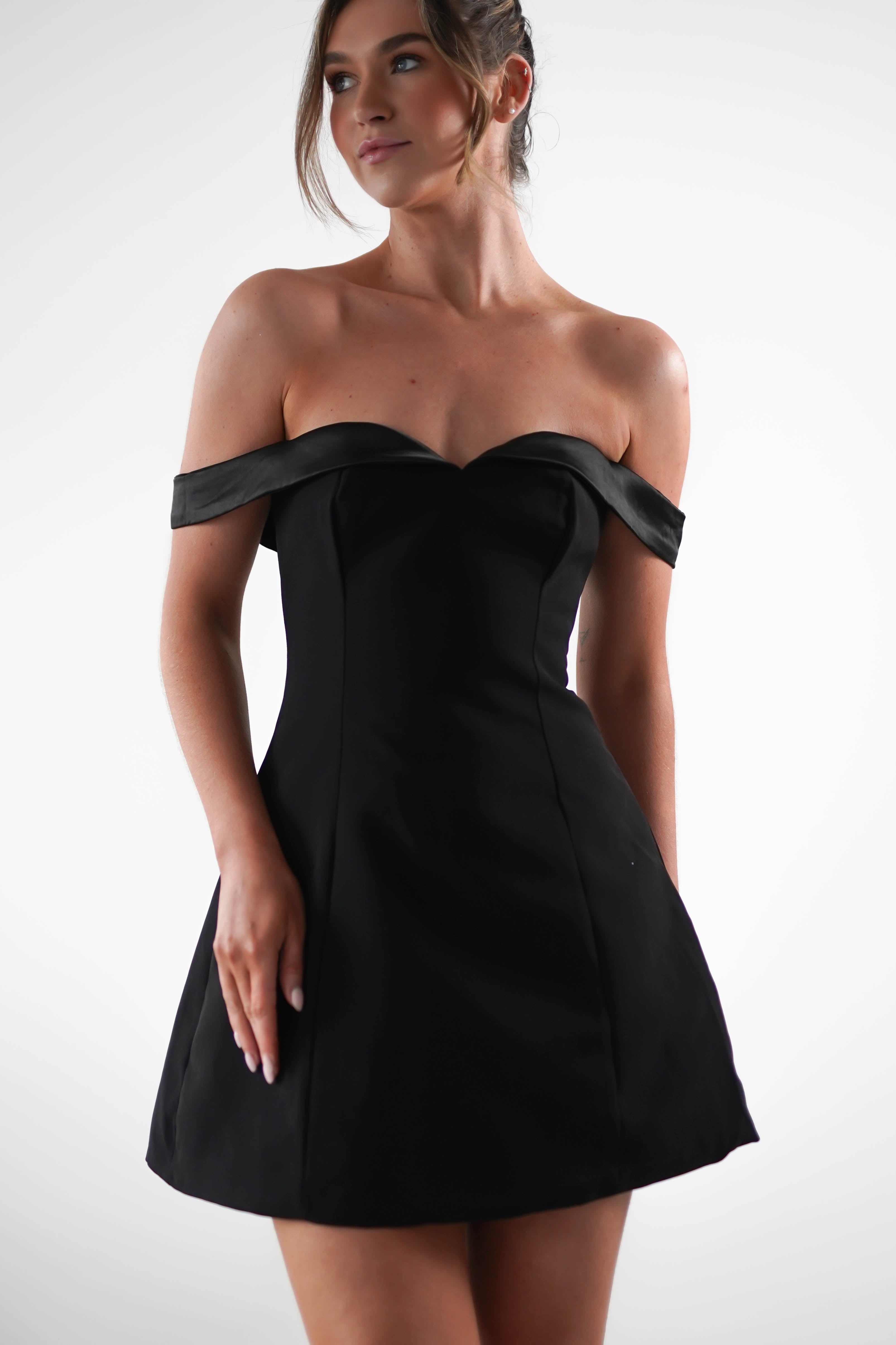 Petra Off the Shoulder Mini Dress | Black | Oh Hello Clothing | S (8)