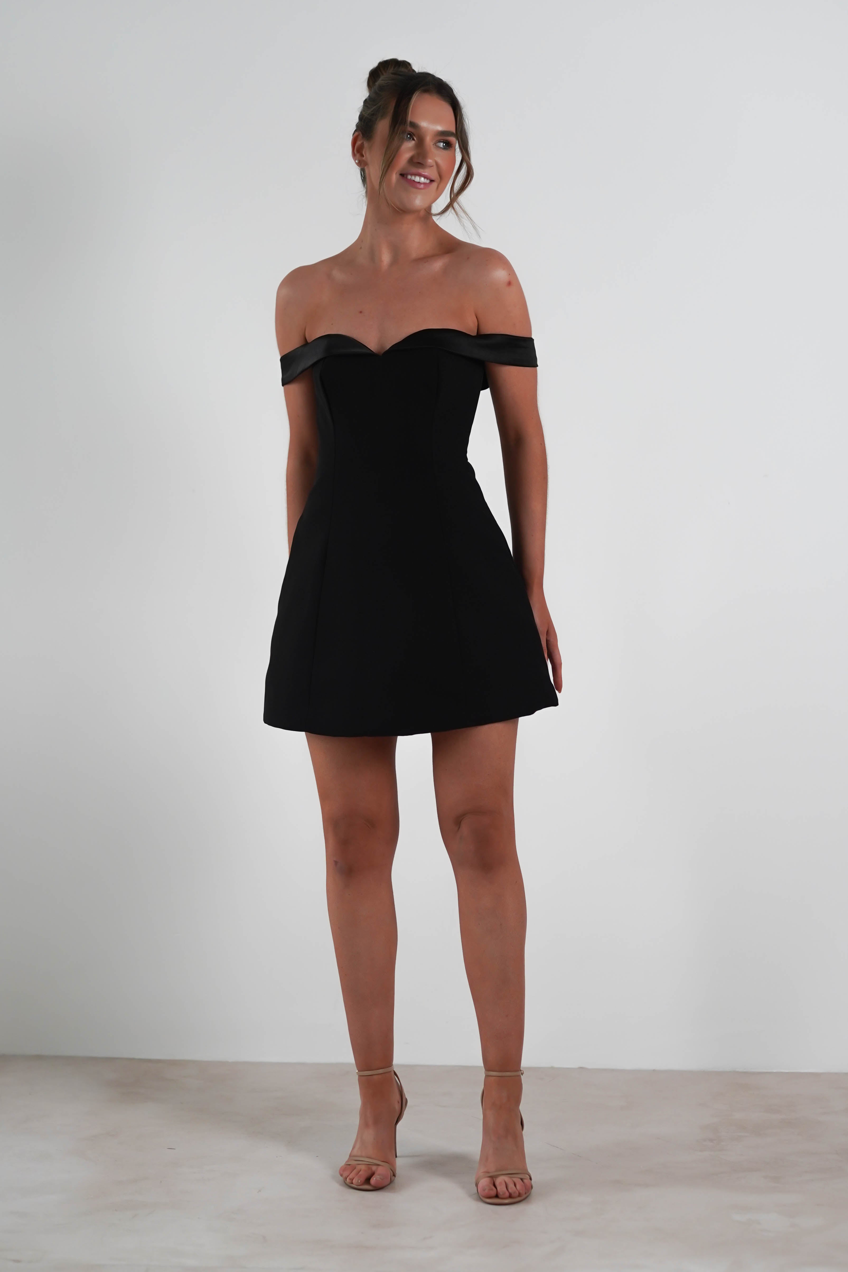 Petra Off the Shoulder Mini Dress | Black | Oh Hello Clothing | S (8)